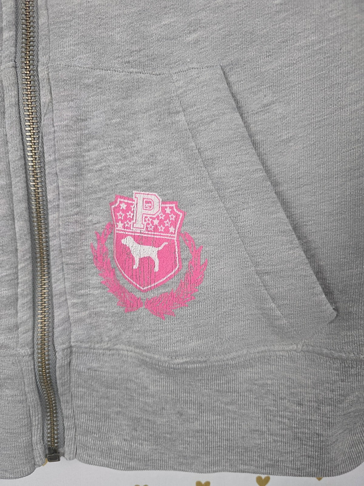 Victorias Secret Vintage Y2k PHI BETA PINK Full zip Hoodie Jacket LARGE