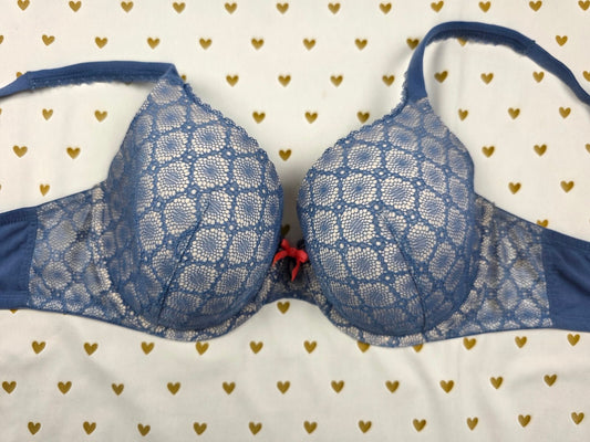 Victorias Secret Blue Lined Perfect Coverage Bra 38C
