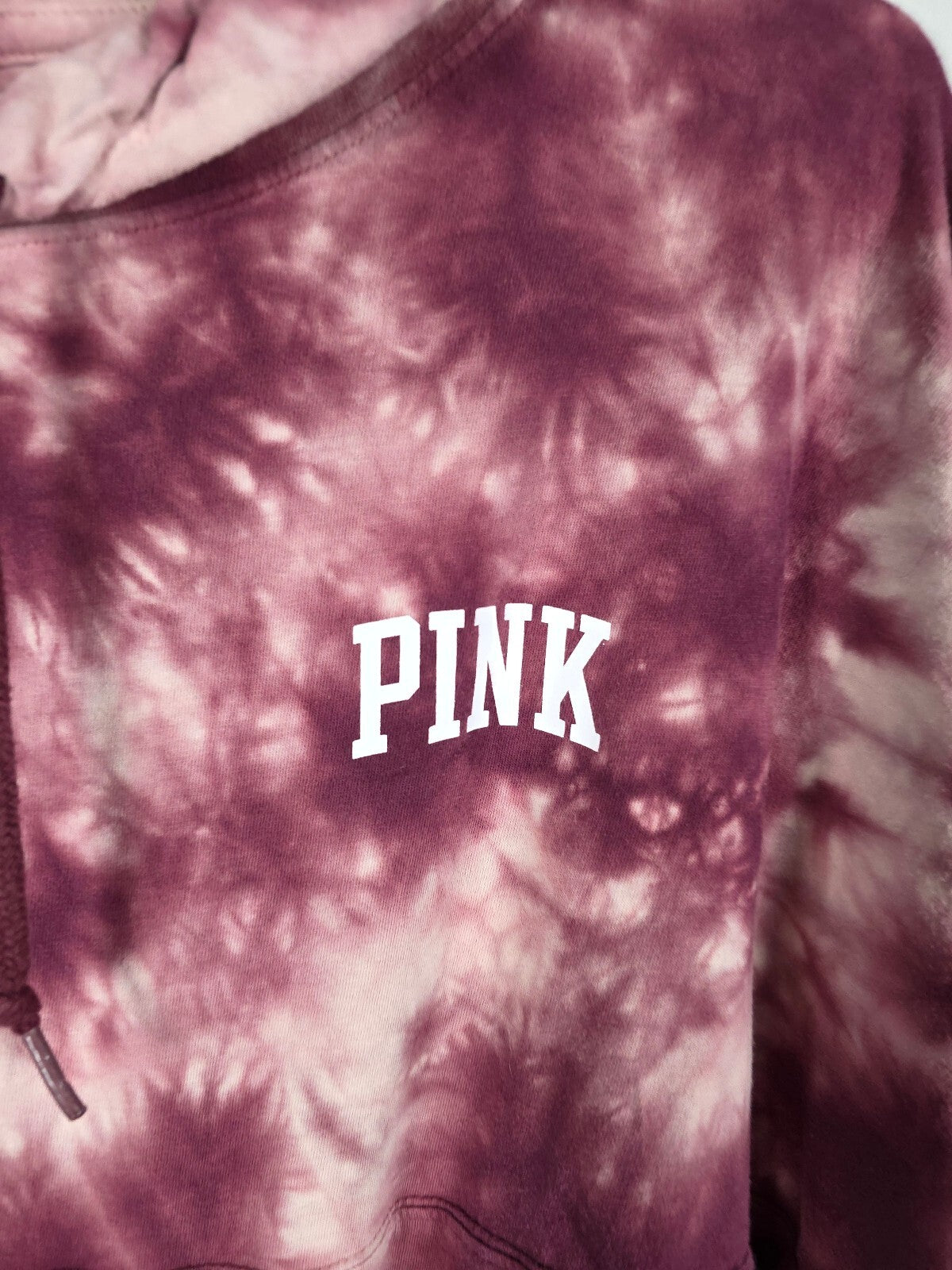 Victorias Secret Pink Tye Dye Hooded Long Sleeve Tee shirt MEDIUM