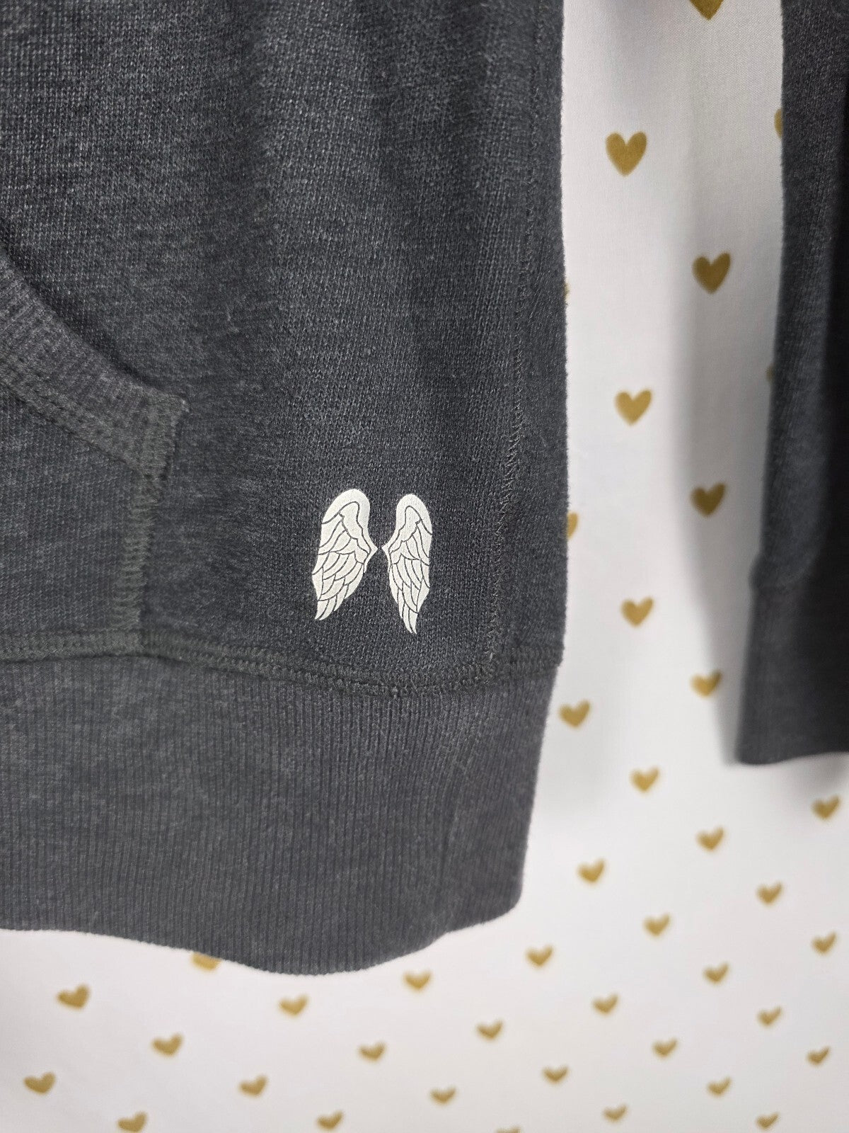 Victorias Secret ANGELS Bling WINGS White Sequin Full Zip Hoodie Jacket SMALL