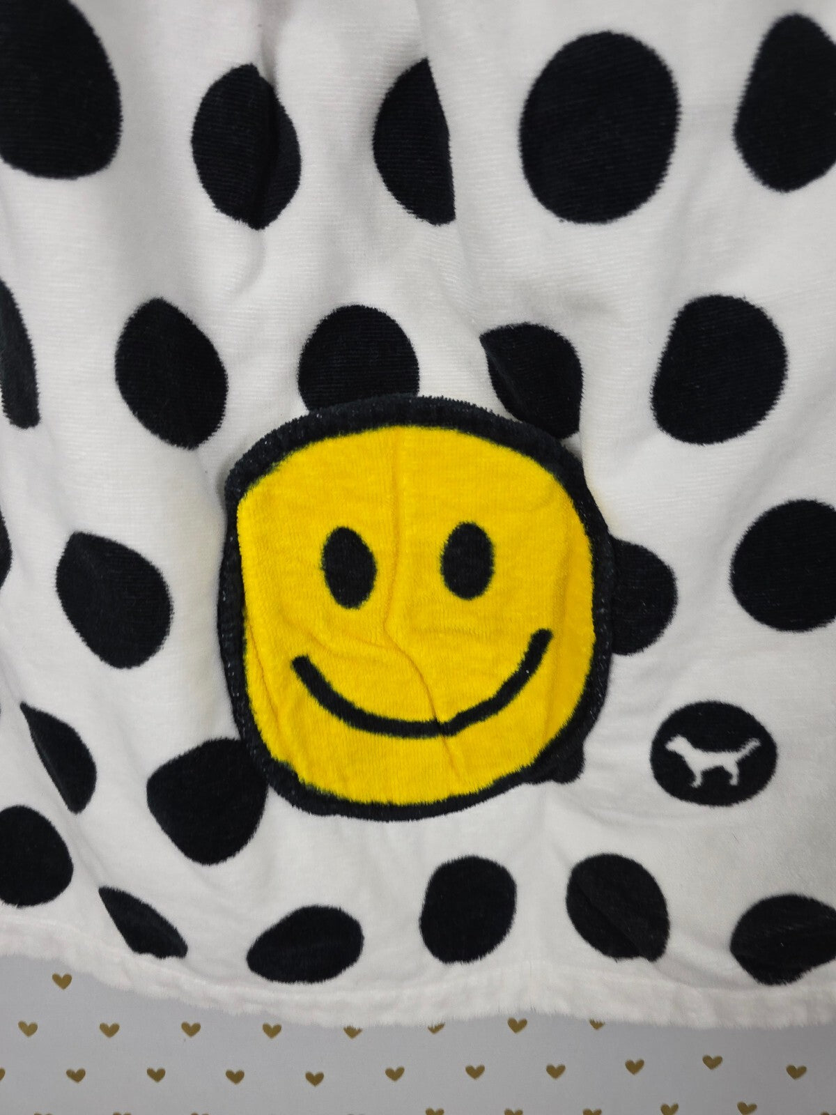 Victoria's Secret PINK Polka Dot Plush Spa Bath Wrap Towel Cover Up Smiley