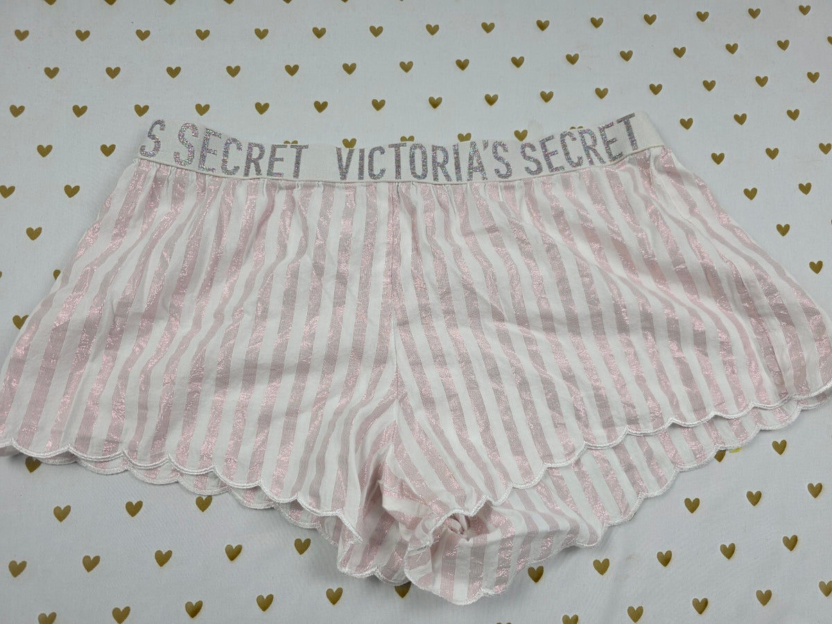 Victorias Secret PINK Stripe Shimmer Small Sleep Shorts Boxers Pajama Bottoms