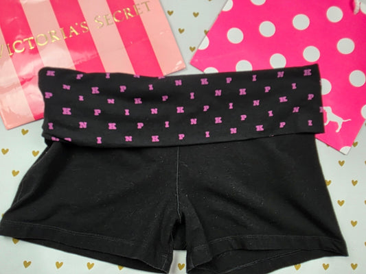 Victorias Secret PINK Foldover Yoga Shorts Logo Stretch Large