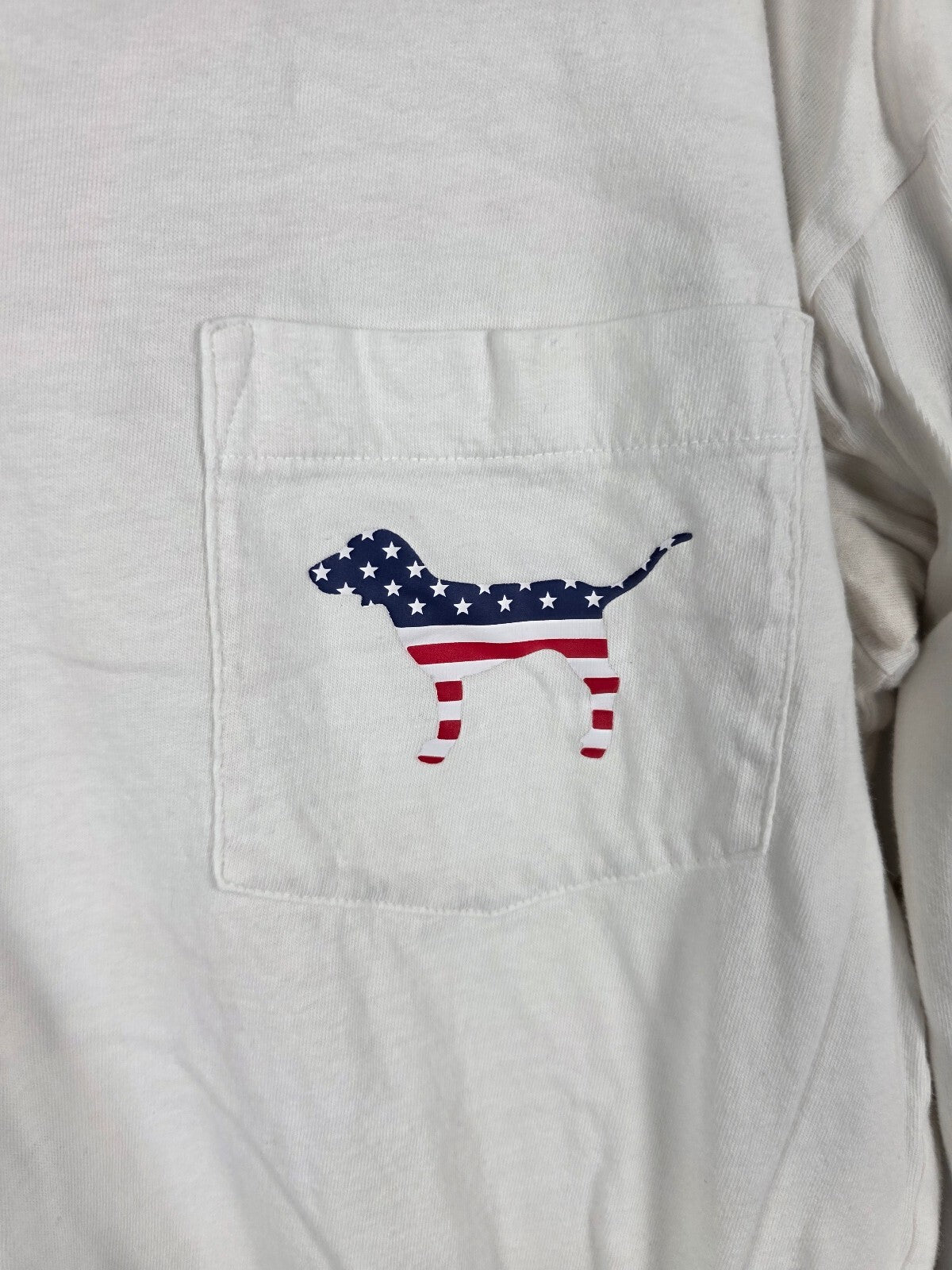 Victorias Secret PINK USA American Flag Dog Logo Long Sleeve tee Shirt XS