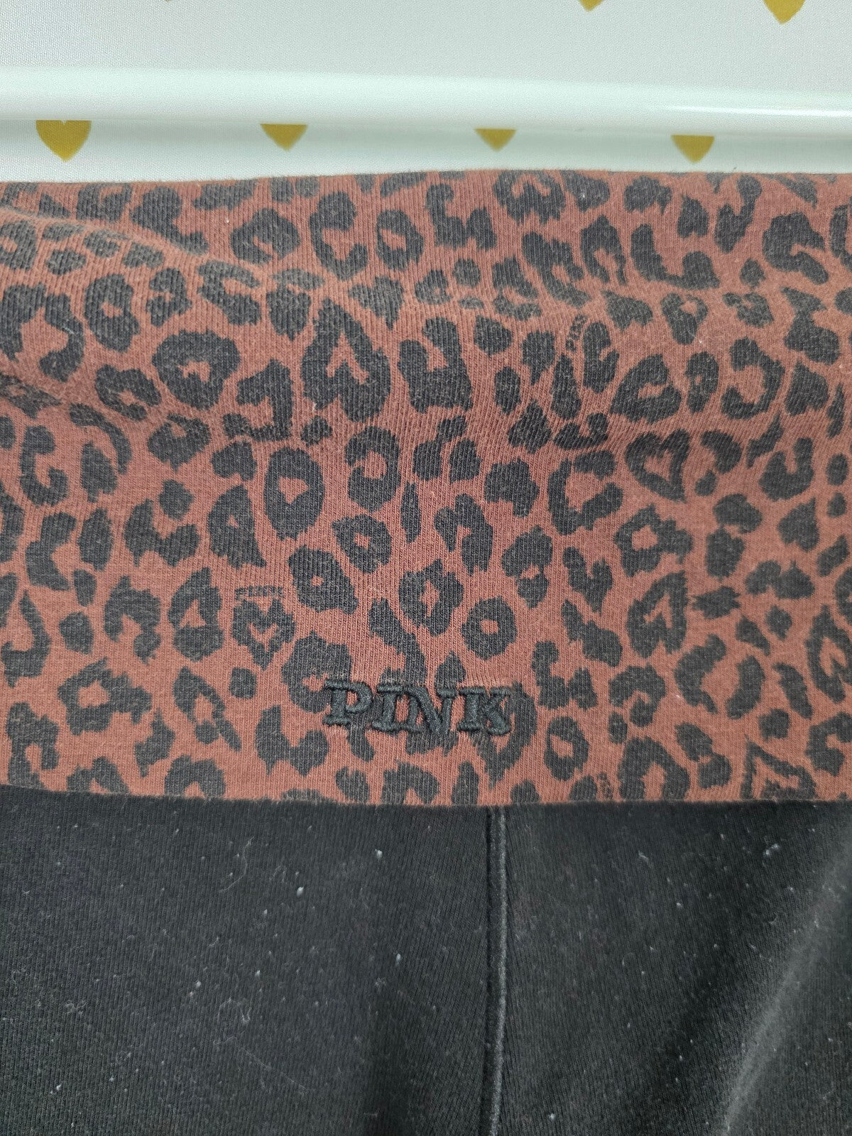 Victorias Secret PINK Cheetah Leopard Flare Foldover Yoga Pants Large