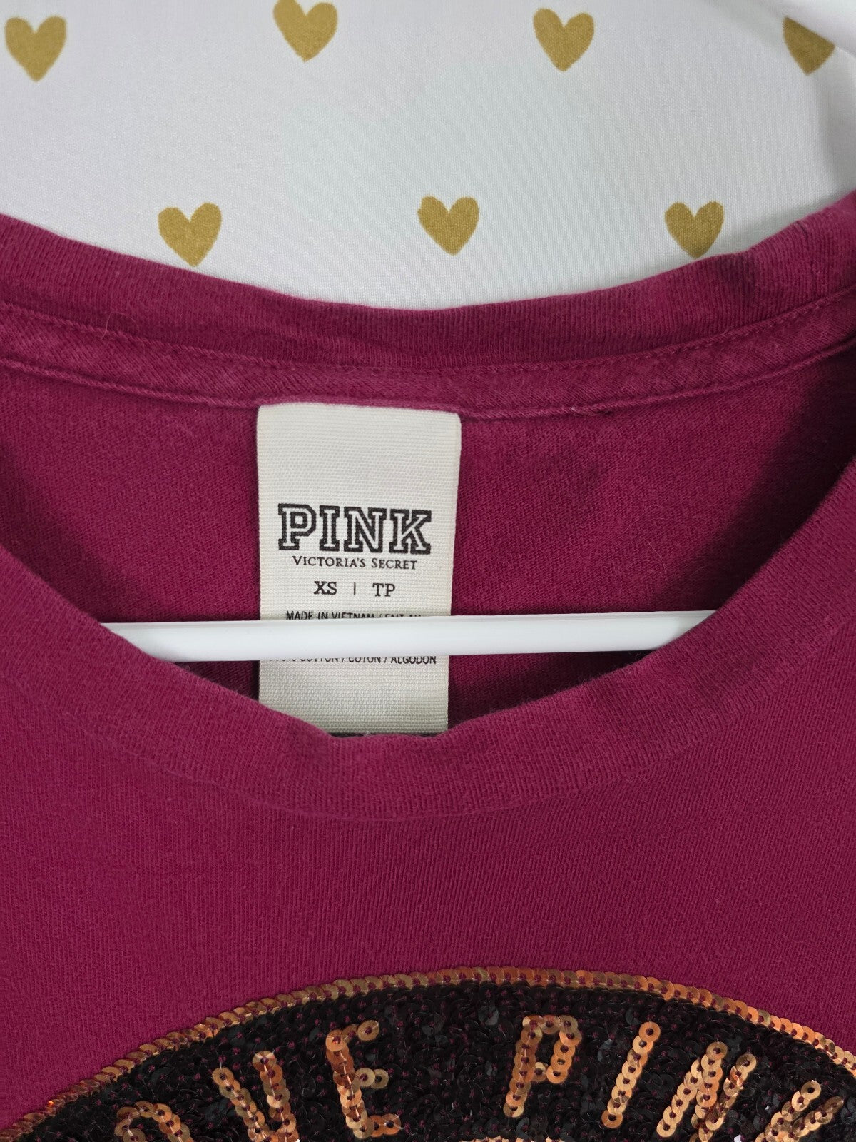 Victorias Secret PINK Bling logo Maroon Tee shirt XS