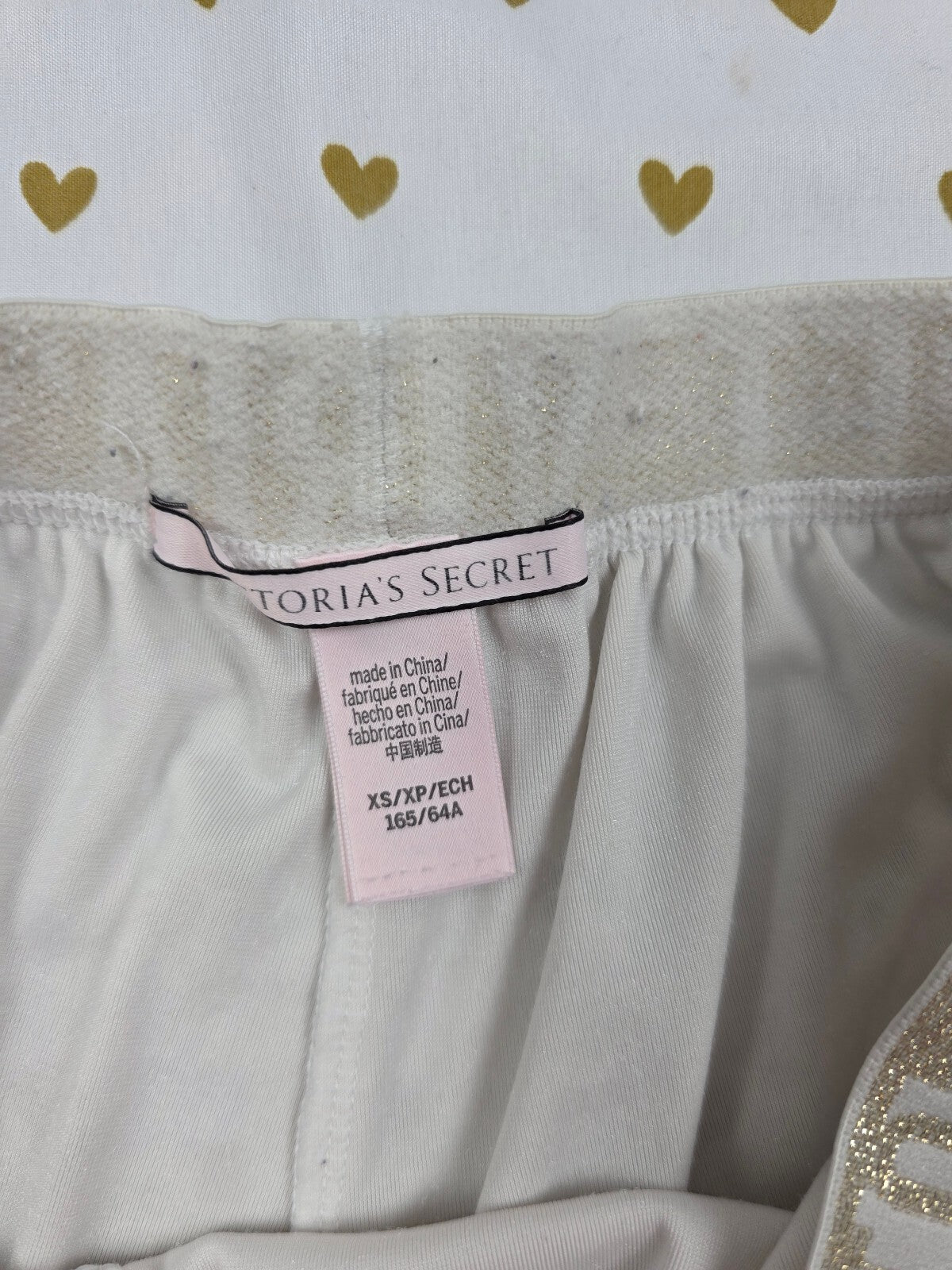 Victorias Secret Velvet Logo band white XS Sleep Shorts Boxers Pajama Bottoms