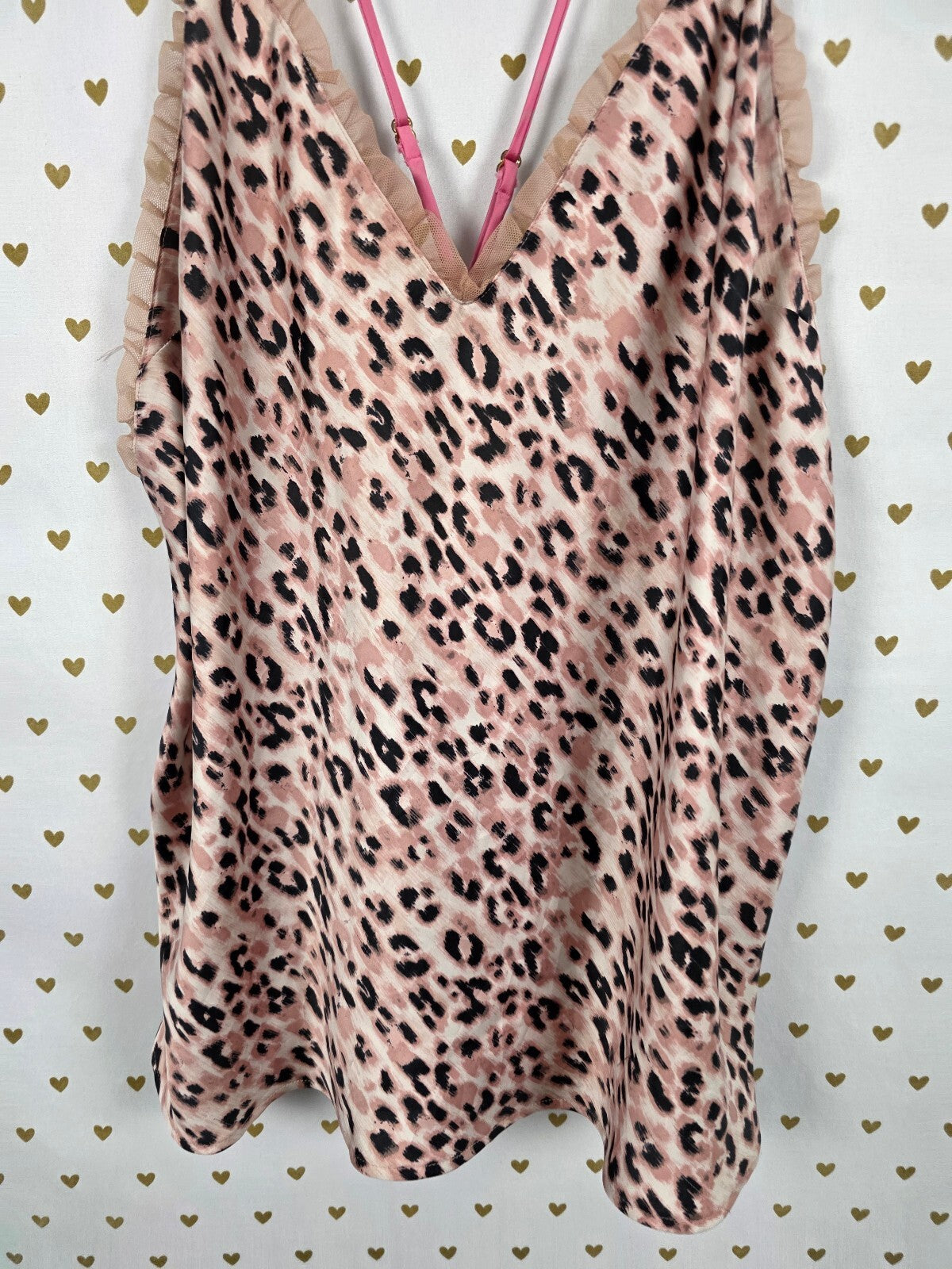 Victorias Secret Leopard Cheetah Satin Silky Babydoll Tank Top XL