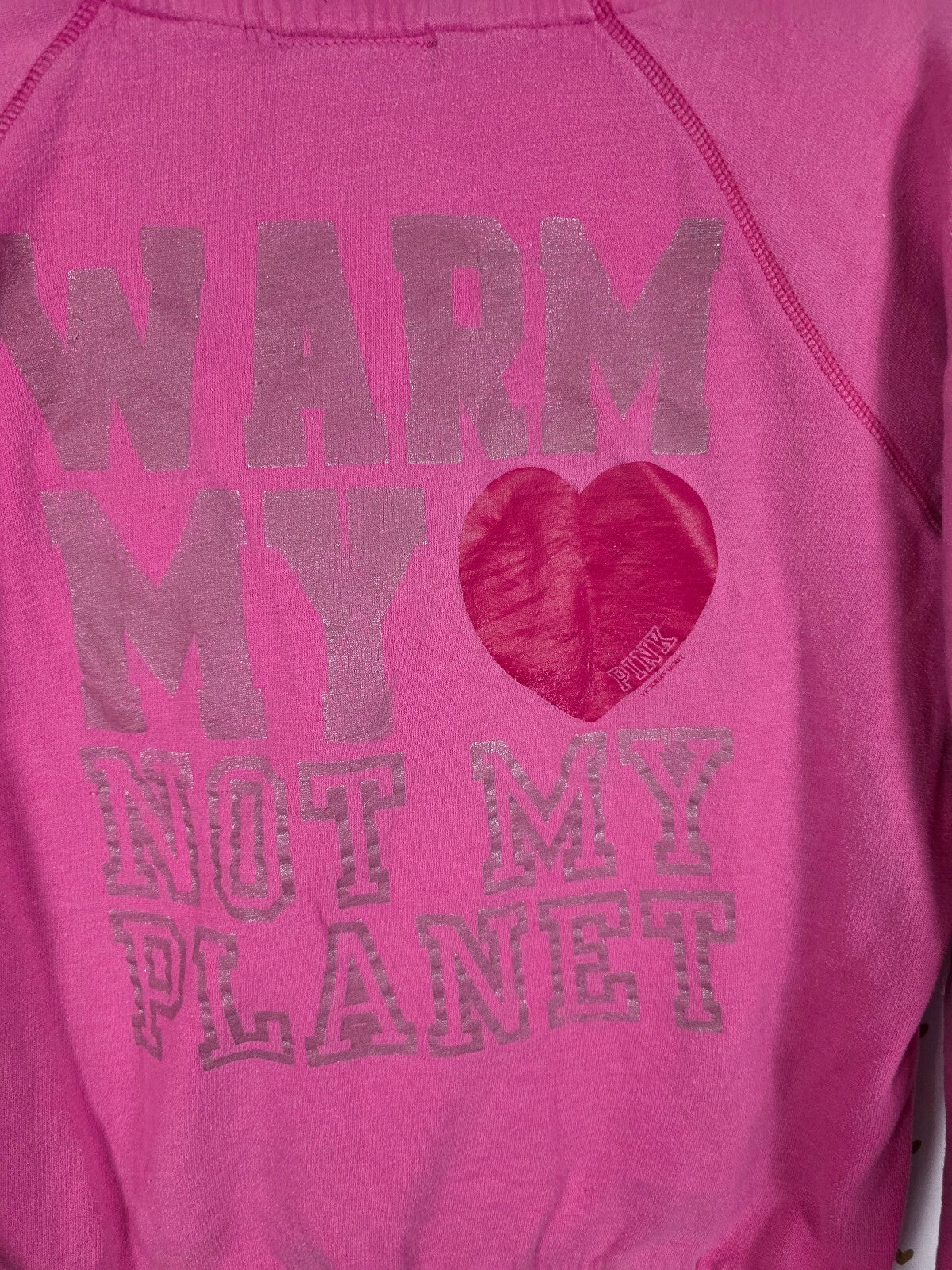 Victorias Secret Pink VINTAGE Y2k WARM MY HEART NOT MY PLANET Sweater HTF LARGE