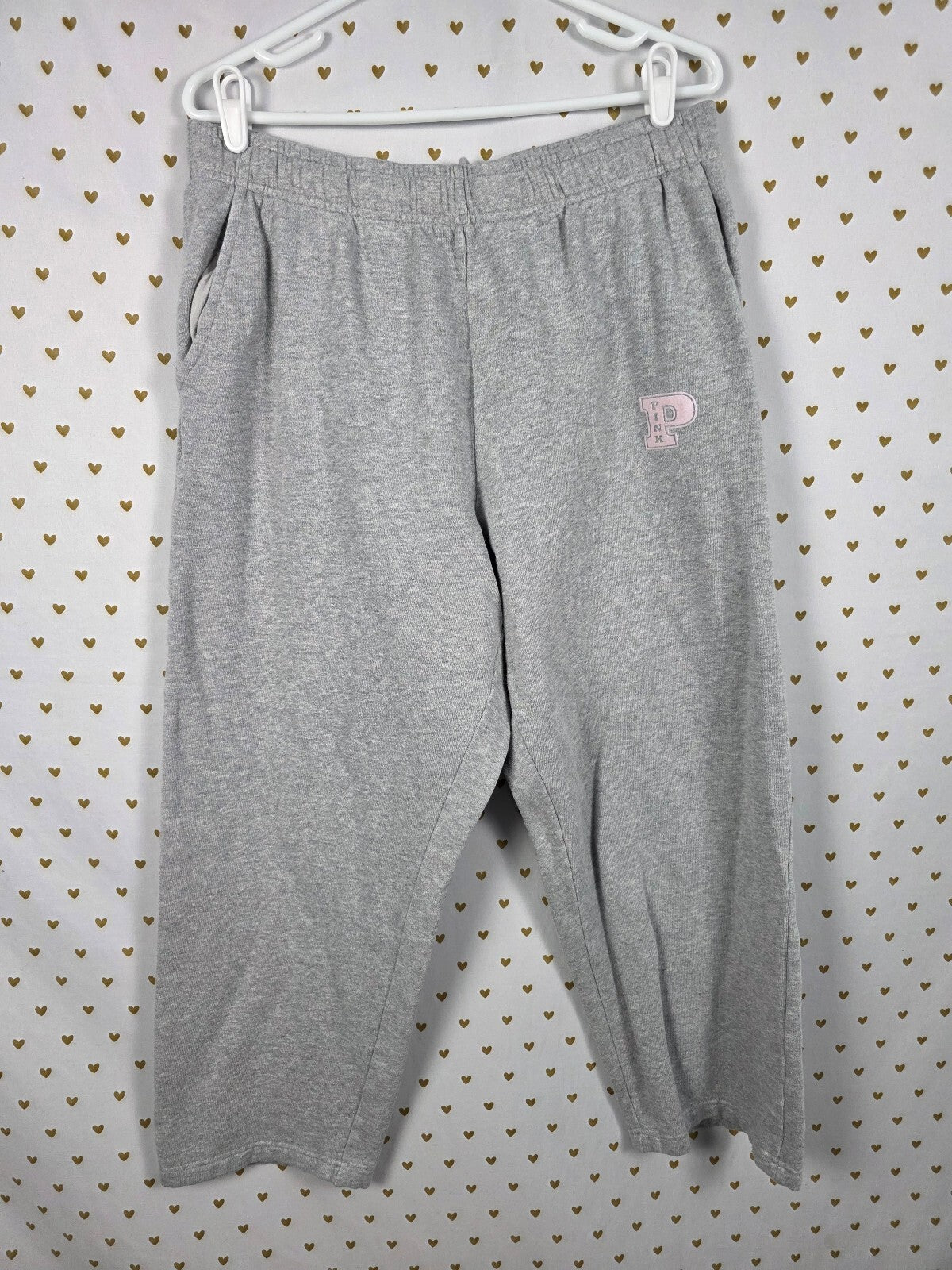 Victorias Secret PINK Grey XL Flared Sweatpants Logo Sweats Pockets