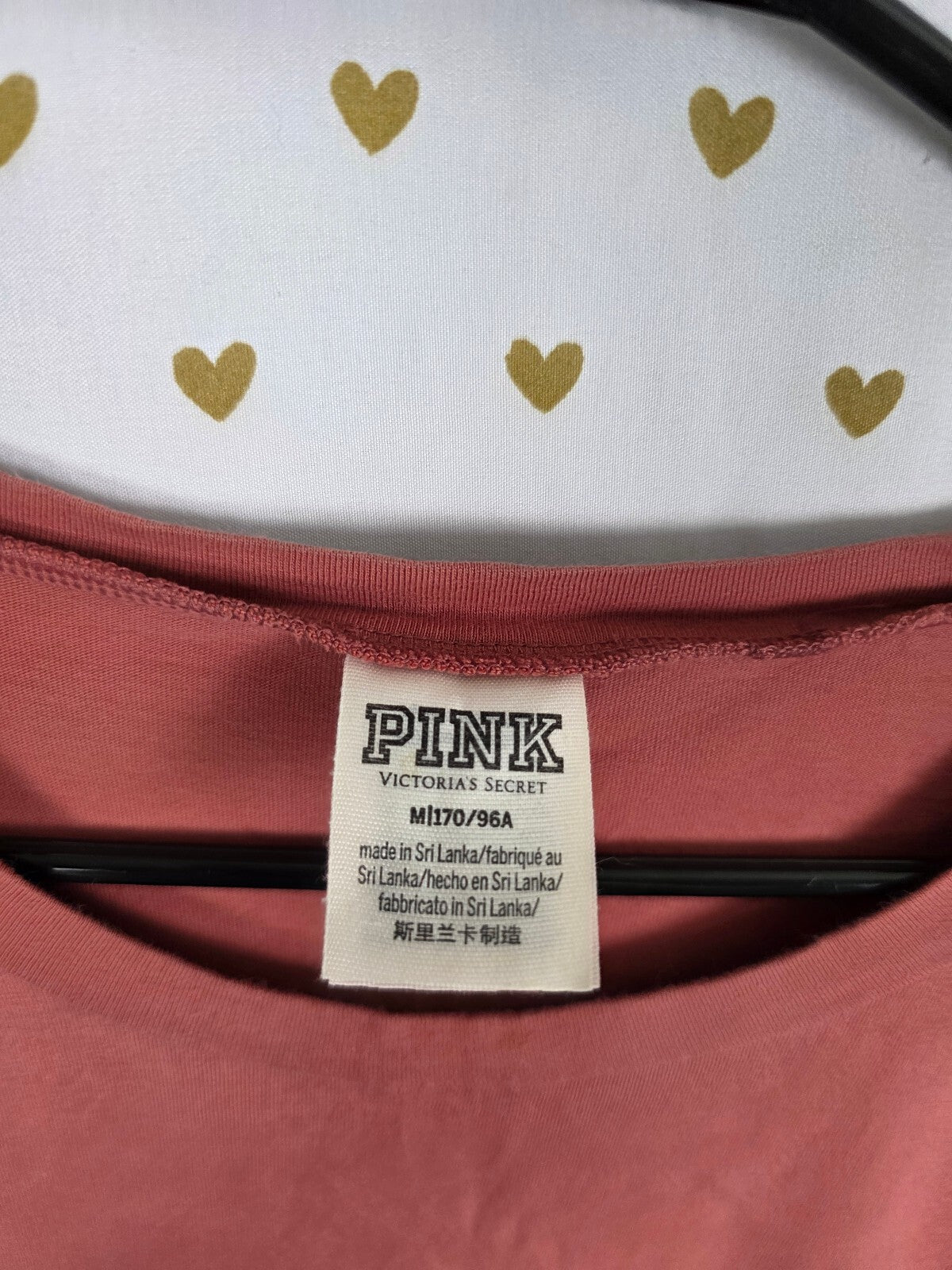 Victorias Secret PINK Logo Stripe SET 2pc Outfit Tee shirt Track Pants SM MED