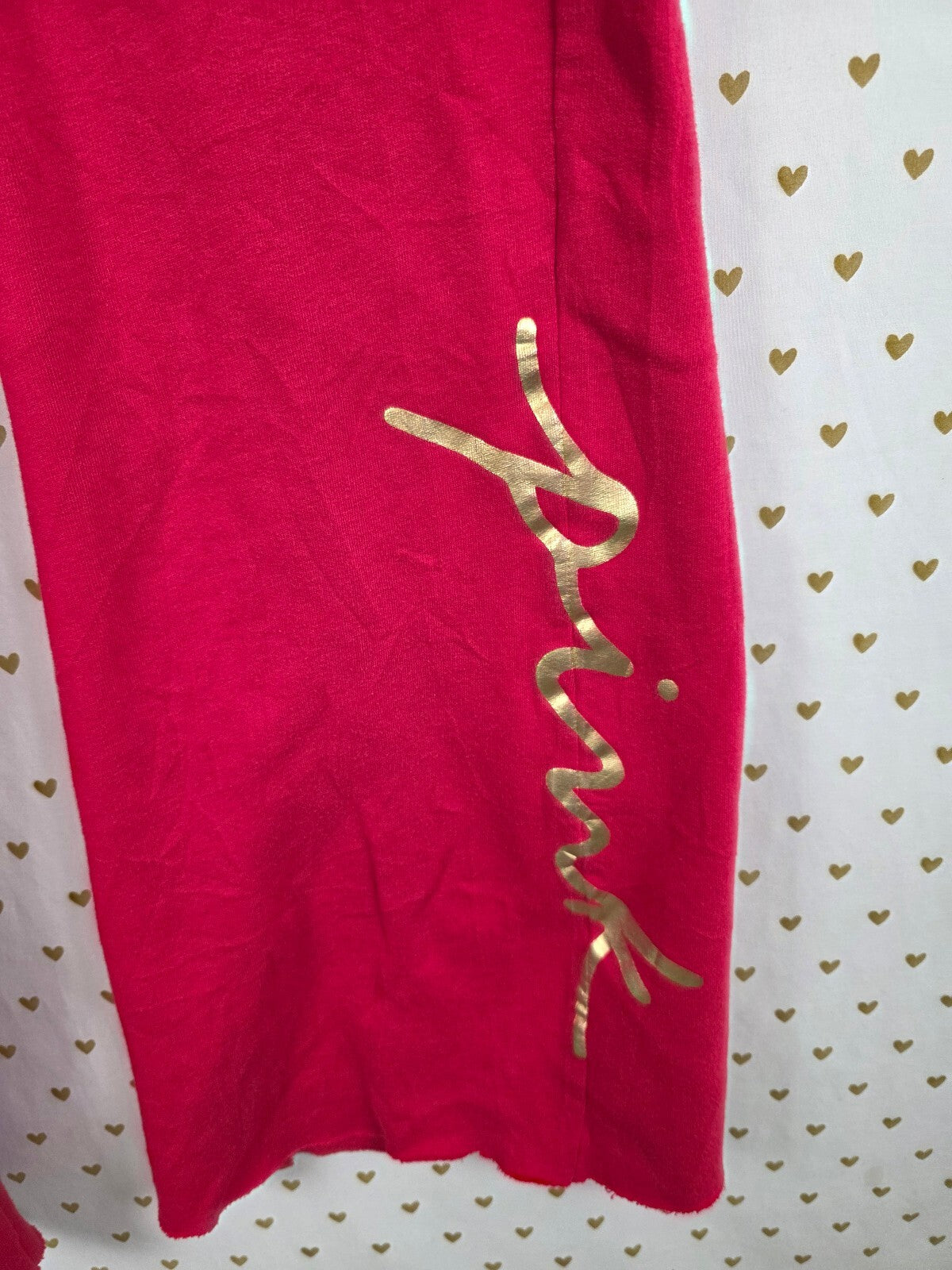 Victorias Secret PINK Red Gold Logo Flare Pocket Sweats 2XL XXL