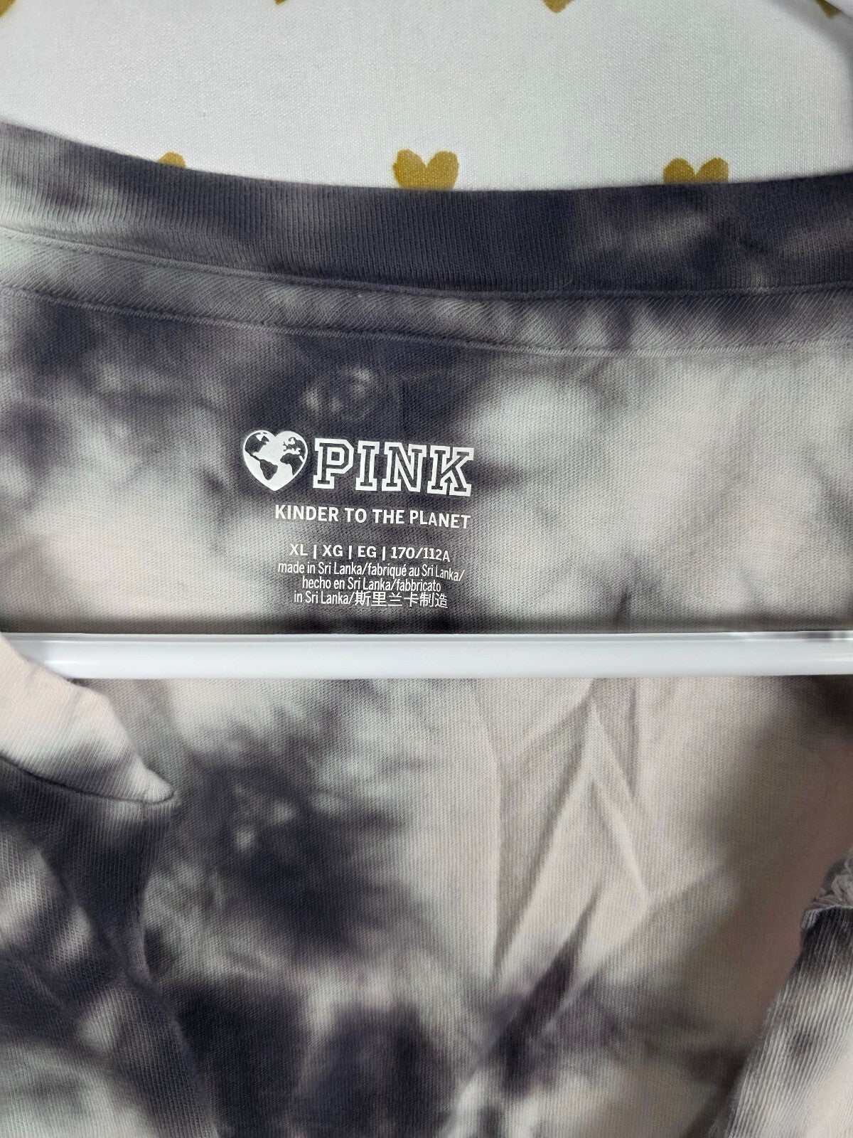 Victorias Secret PINK XL Tee shirt V neck Tye Dye Black