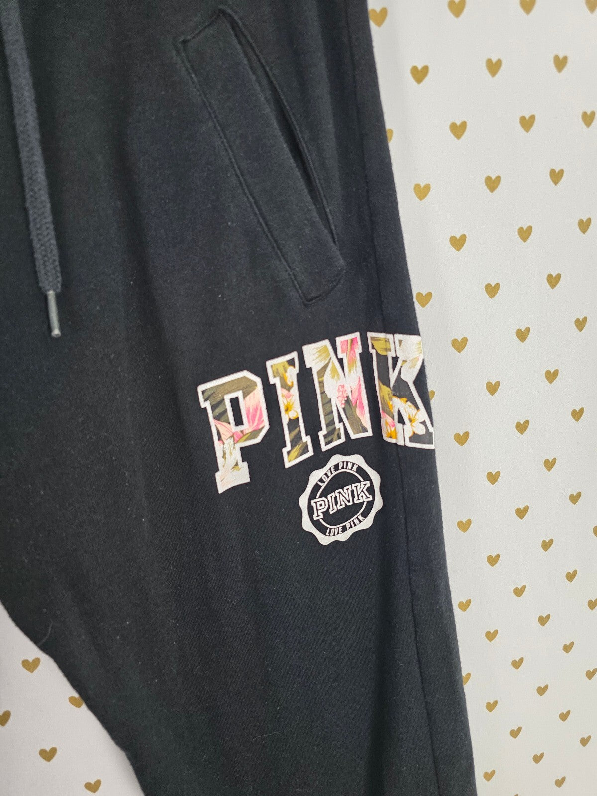 Victorias Secret PINK Vintage Boyfriend Sweats Set Quarter Zip Floral Outfit XS