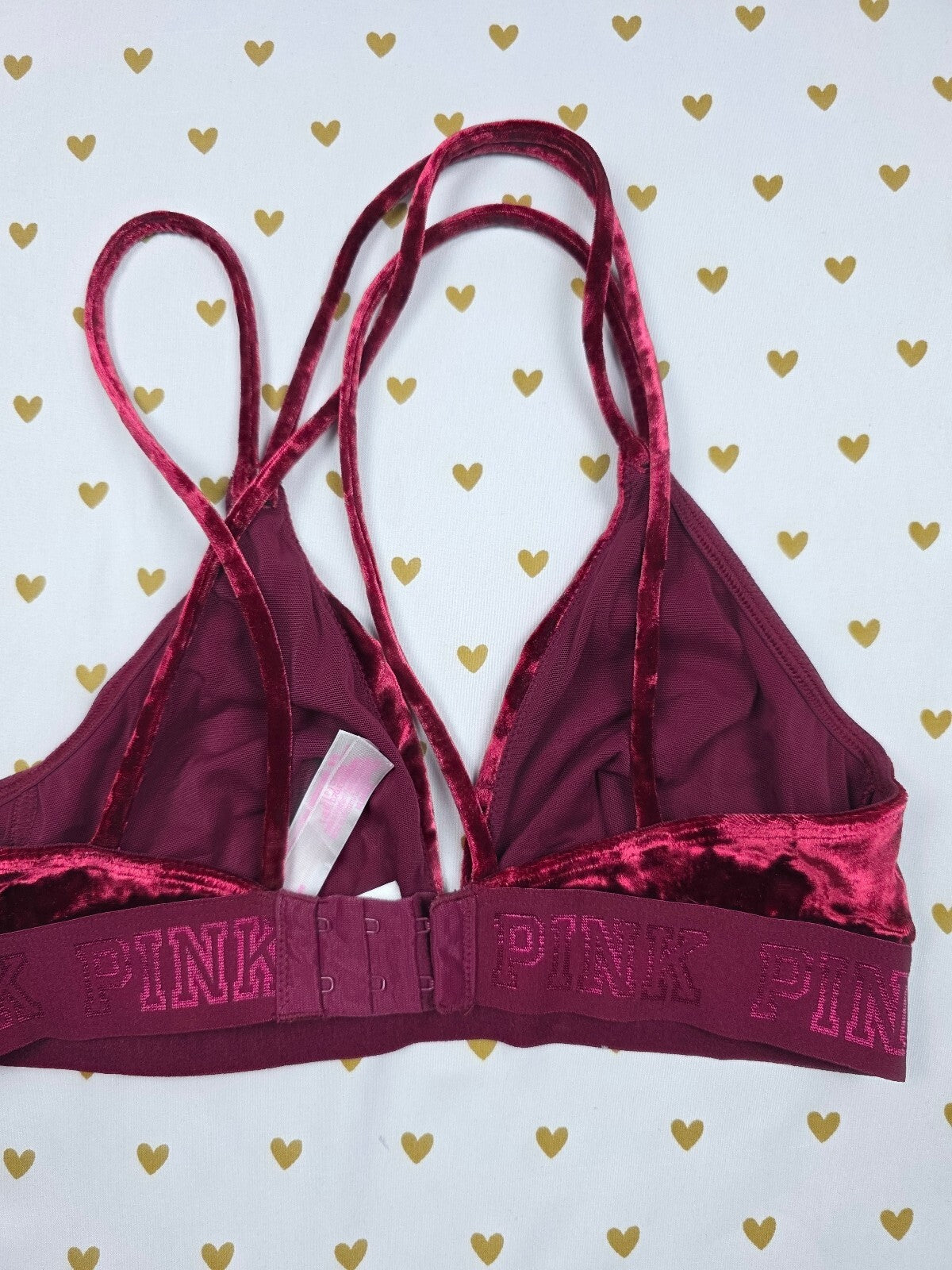 Victorias Secret Pink Velvet Strappy Small Bralette Bra Top Tank