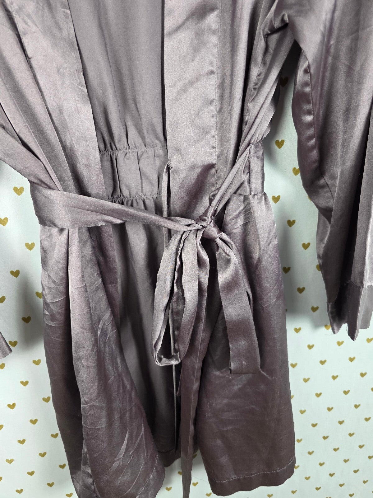 Victorias Secret Taupe Pocket Lounge Satin Silky Robe Kimono ONE SIZE FITS ALL