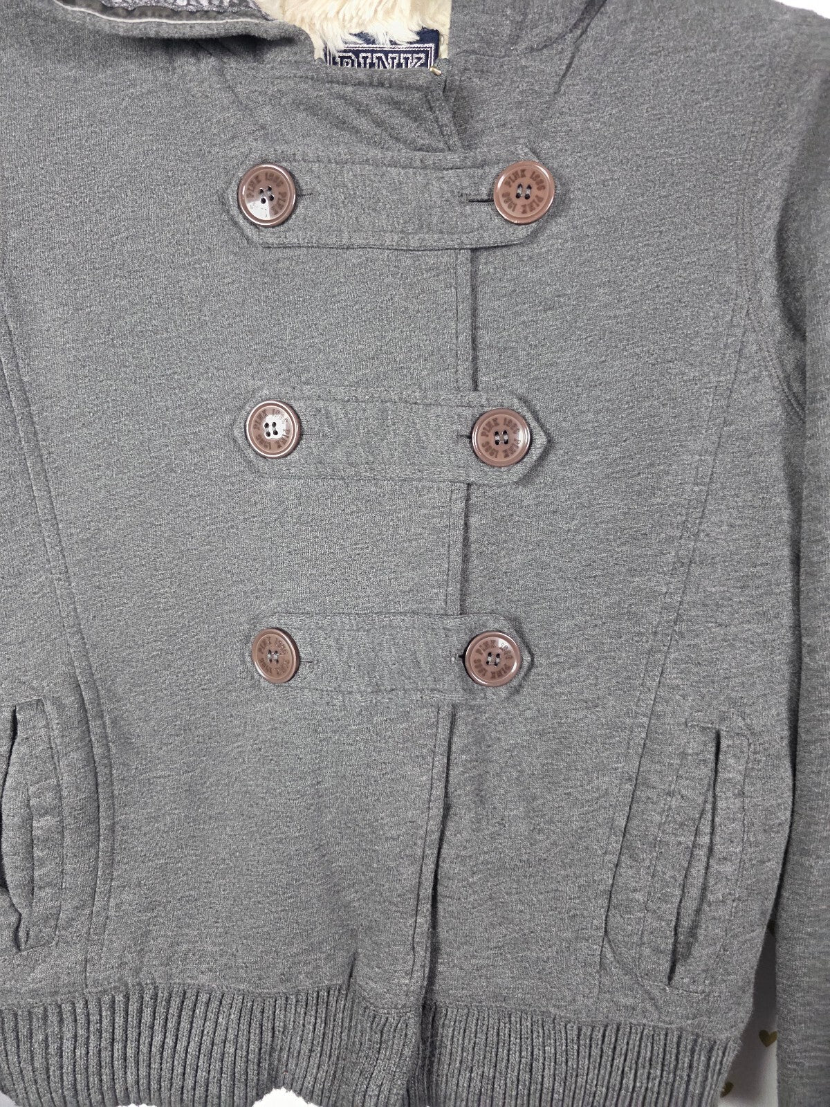 Victorias Secret Pink GRAIL Fur Lined LOVE Hoodie Double Breasted Y2K VTG jacket