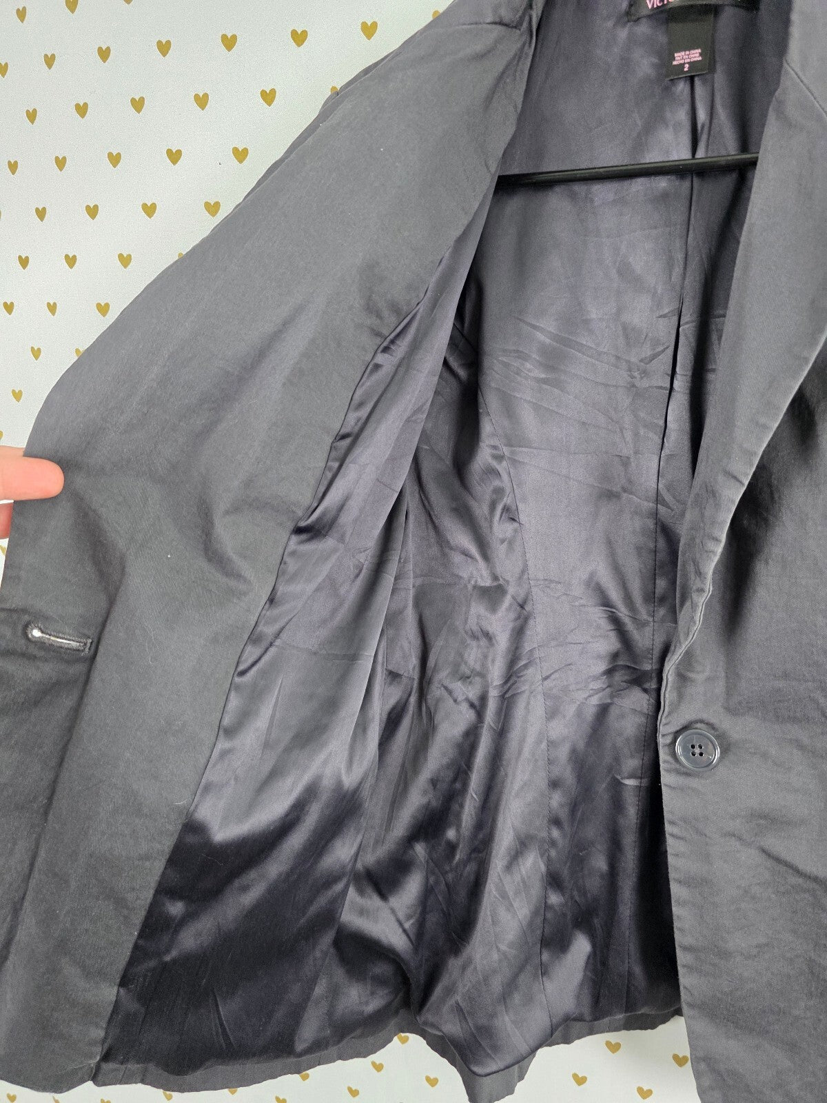 Victoria's Secret Blazer Size 2 Charcoal Gray Fitted One Button Jacket