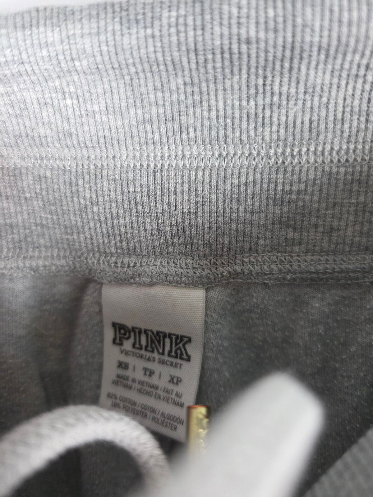 Victorias Secret Pink Fur Lined Bling Vintage Velour SET Hoodie Sweats XS S Grey