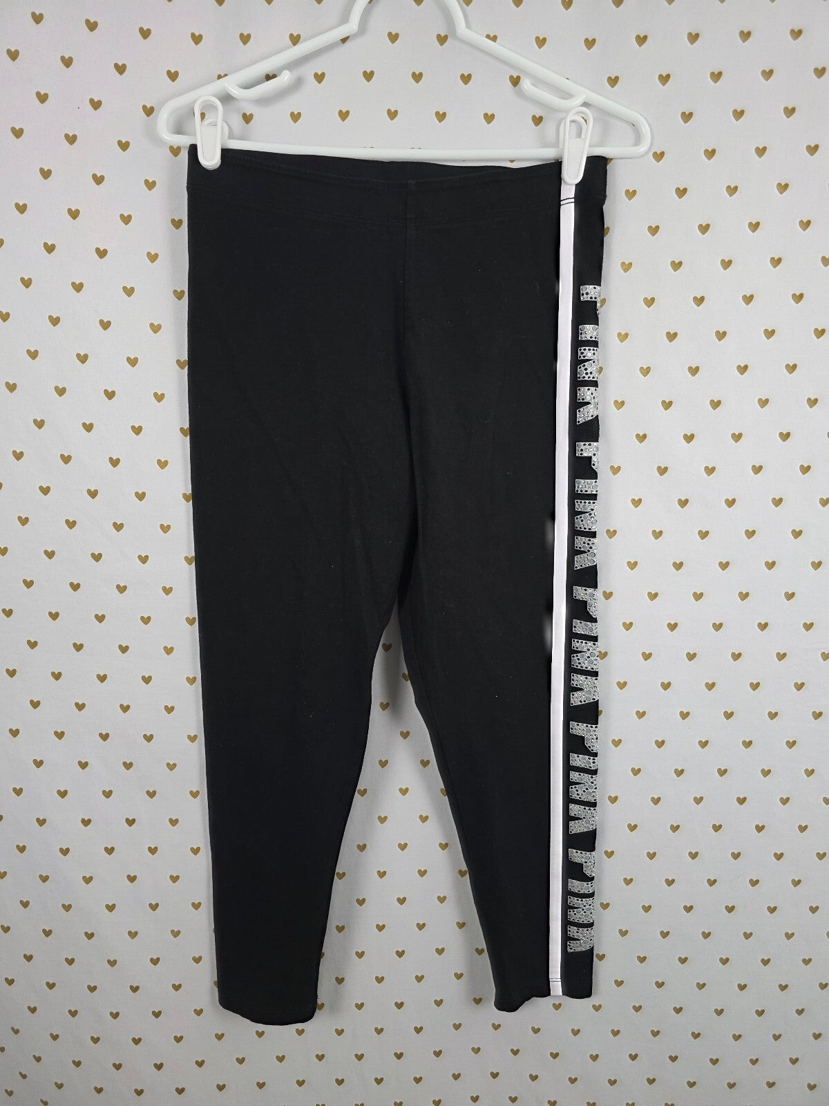 Victorias Secret PINK Logo Bling Studded Yoga Pants Medium