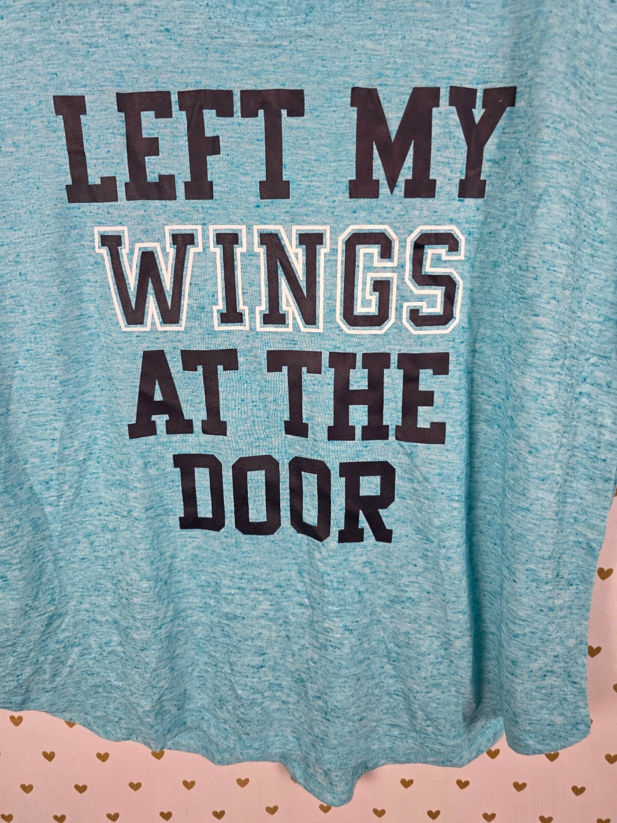 Victoria's Secret NWT ANGELS Left My Wings at the Door Graphic Tee Small Blue