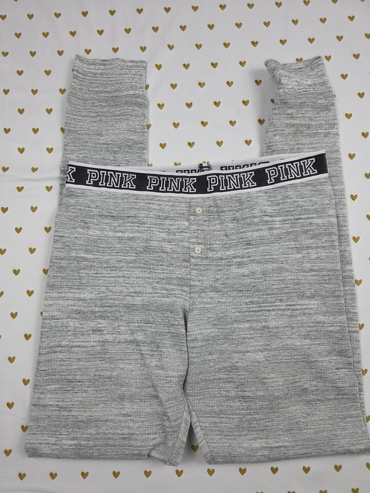 Victorias Secret  PINK Grey Thermal LARGE Sleep Pants Pajama PJ Bottoms