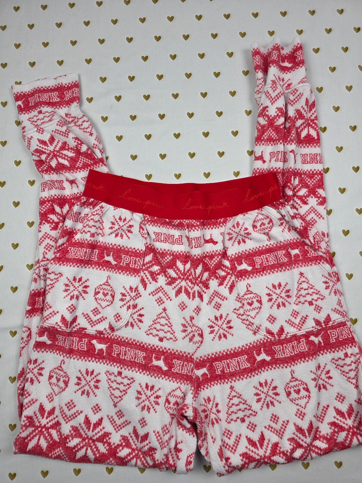 Victorias Secret Thermal Christmas Tapered Sleep Pants Pajama Red XS