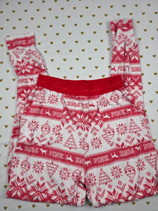 Victorias Secret Thermal Christmas Tapered Sleep Pants Pajama Red XS