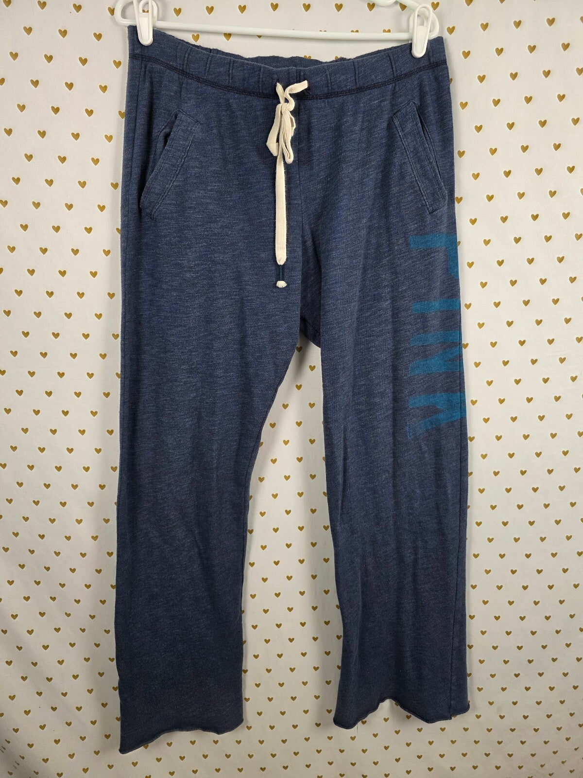 Victorias Secret PINK Medium Blue diaper butt Boyfriend Sweats Flare Logo