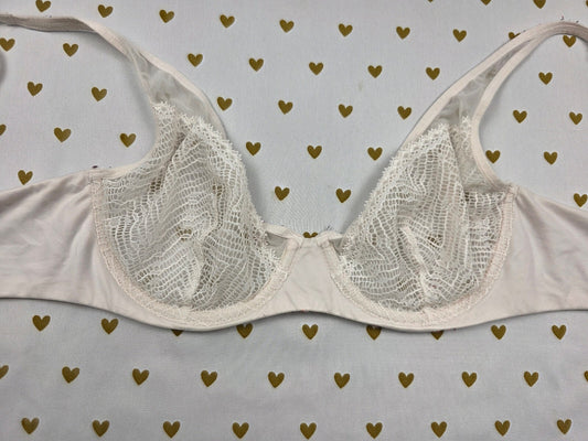 Victorias Secret Unlined White Demi Balconette Bra 32D