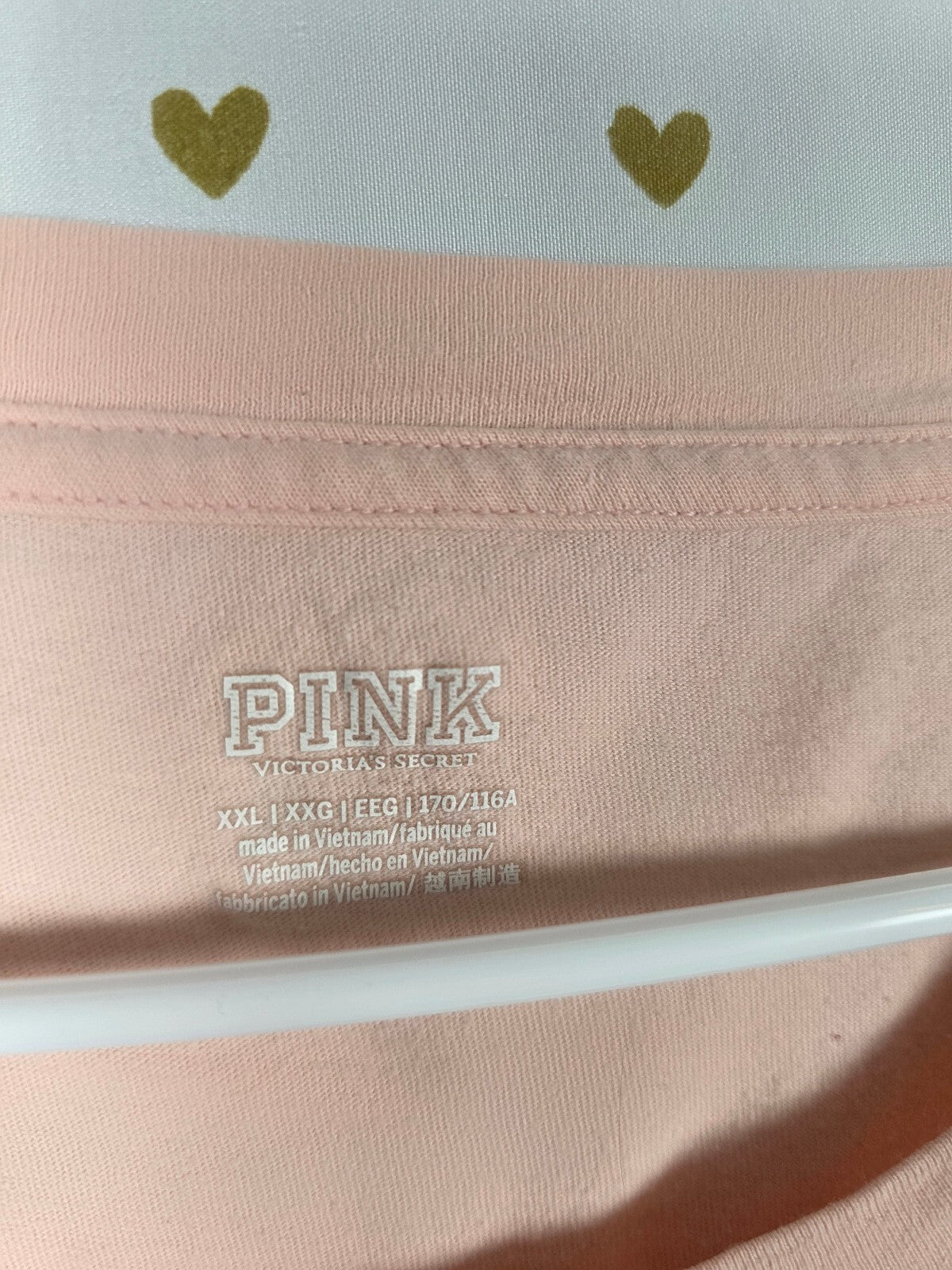 Victorias Secret PINK Logo Peach Tee Shirt 2XL XXL
