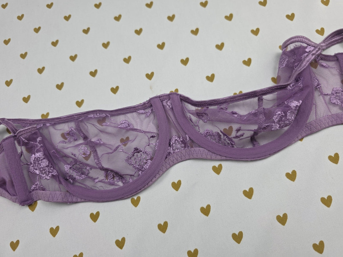 Victorias Secret Purple Sheer Vintage Floral 36B Bra