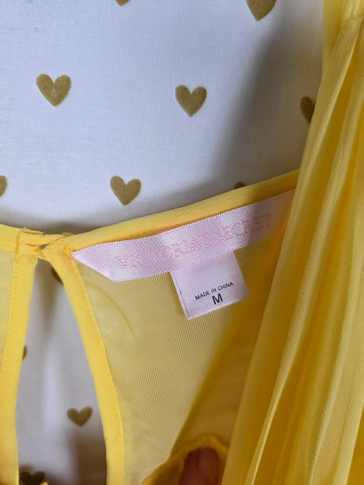 Vintage 2004 Victoria's Secret Yellow Chiffon Babydoll Slip Dress M Y2K
