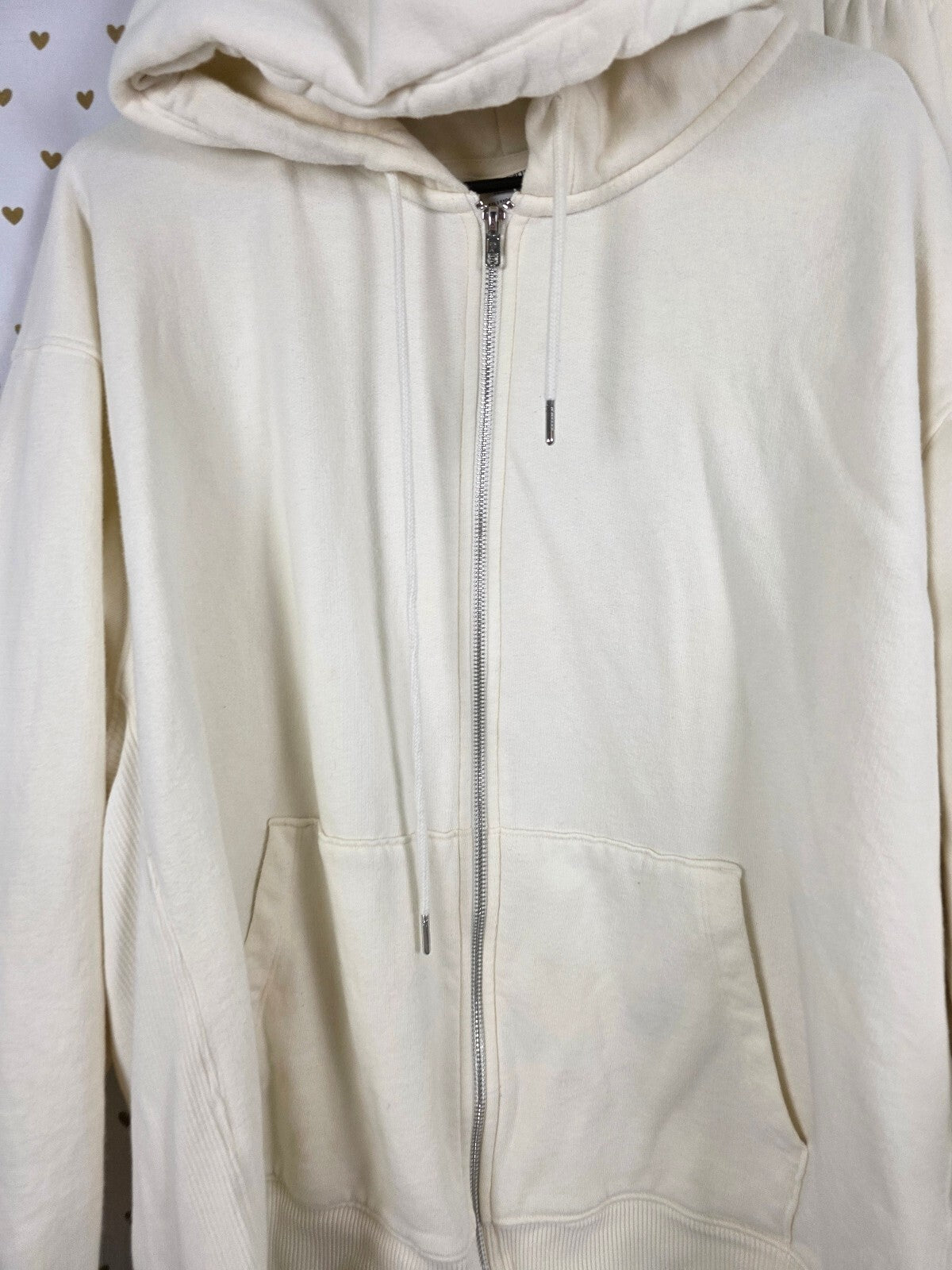 Victorias Secret Pink 2XL XXL Cream Hoodie Jacket sweats SET 2pc Outfit