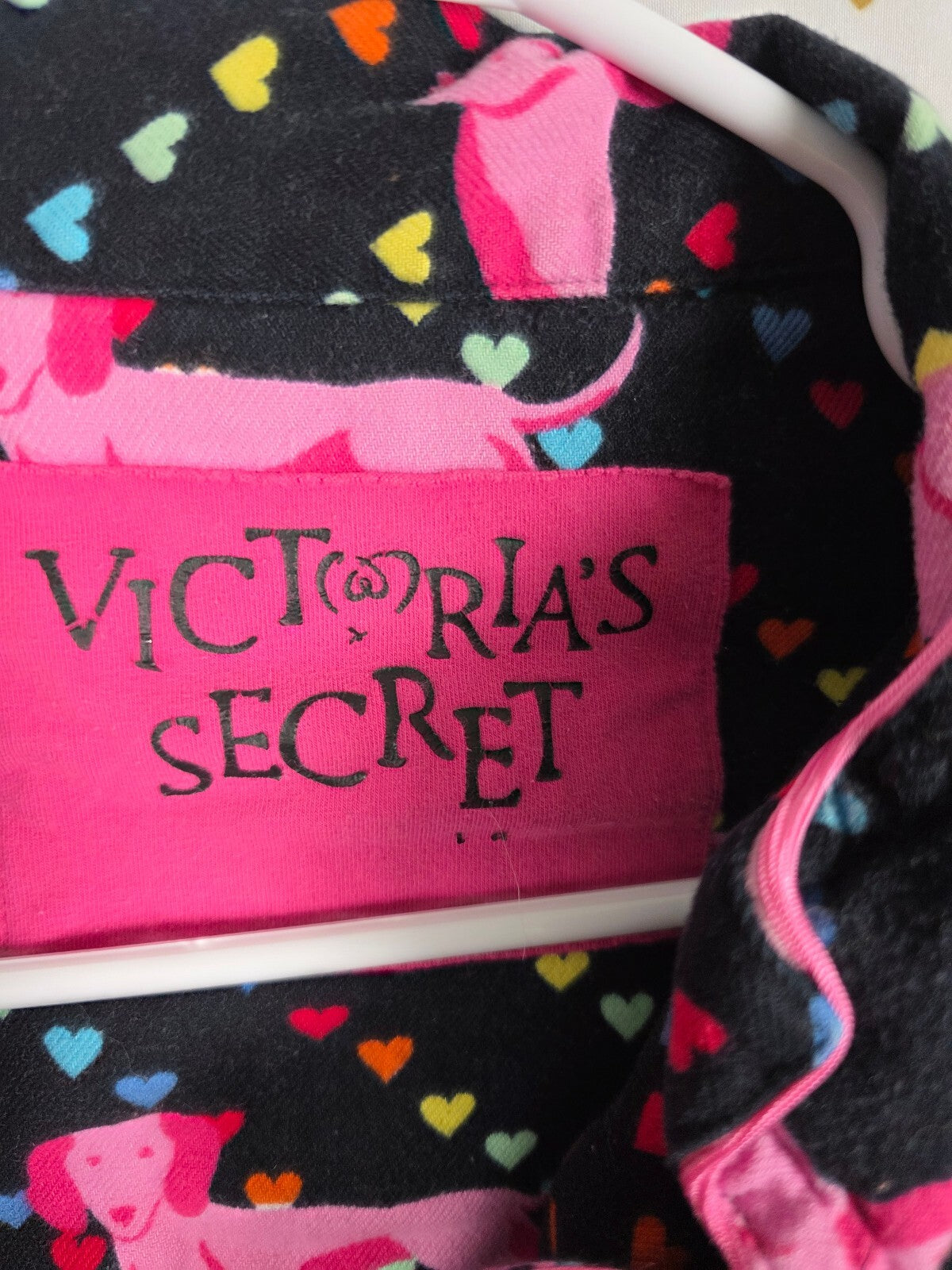 Victoria's Secret Vintage Dachshund Dog Hearts Pajama Set M 100% Cotton RARE