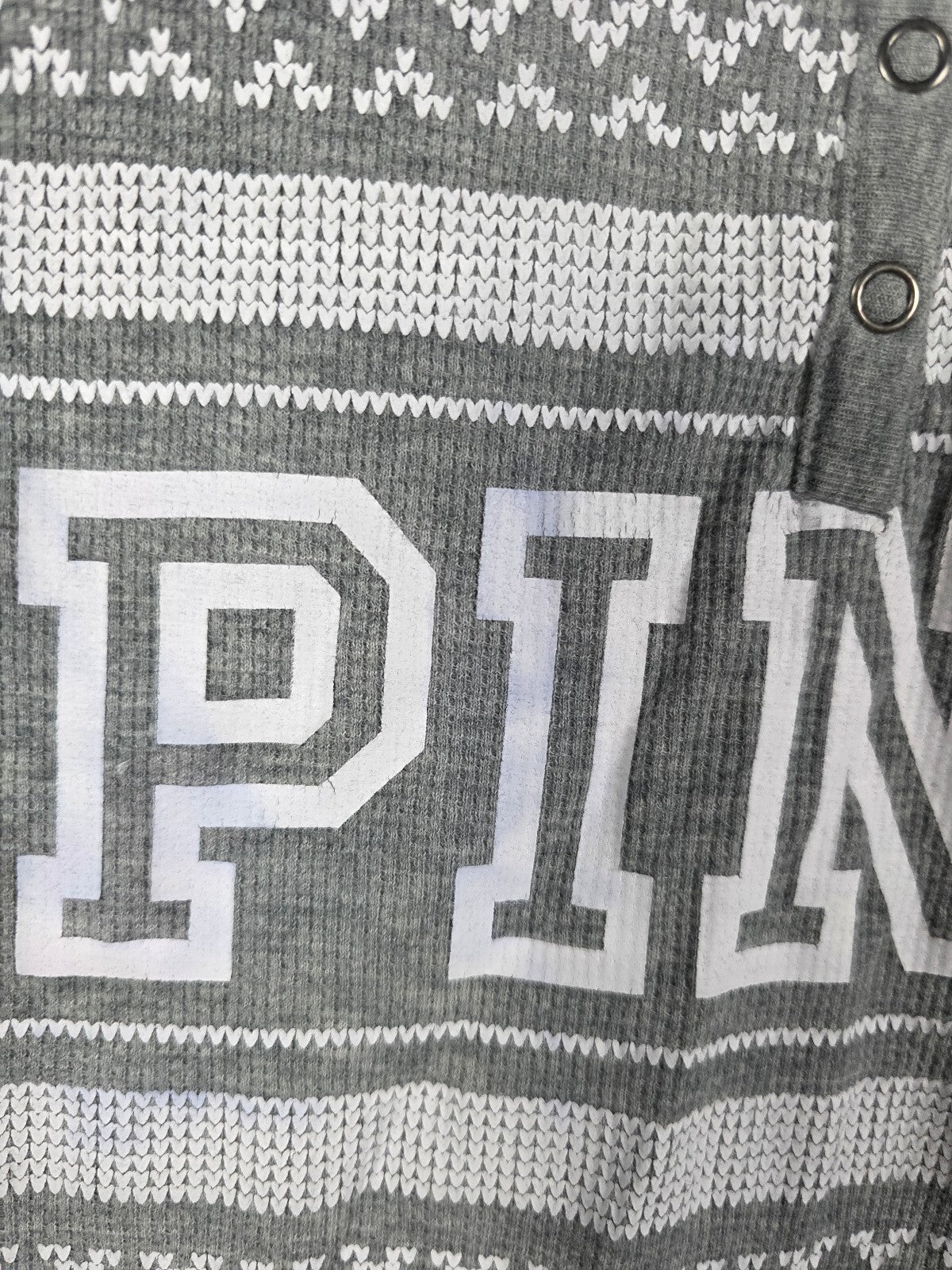 Victoria's Secret PINK Long Jane Thermal M Fair Isle Drop Seat Pajamas