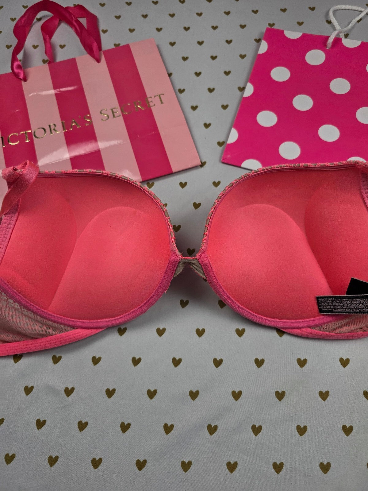 Victorias Secret Neon Sexy Bombshell add 2 sizes push Up bra Plunge 38C