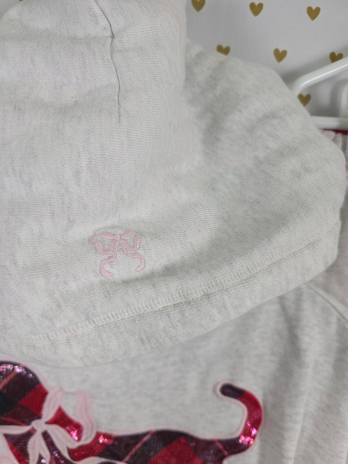 Victoria's Secret PINK x LoveShackFancy Dog Hoodie Jogger M Plaid BLING SET