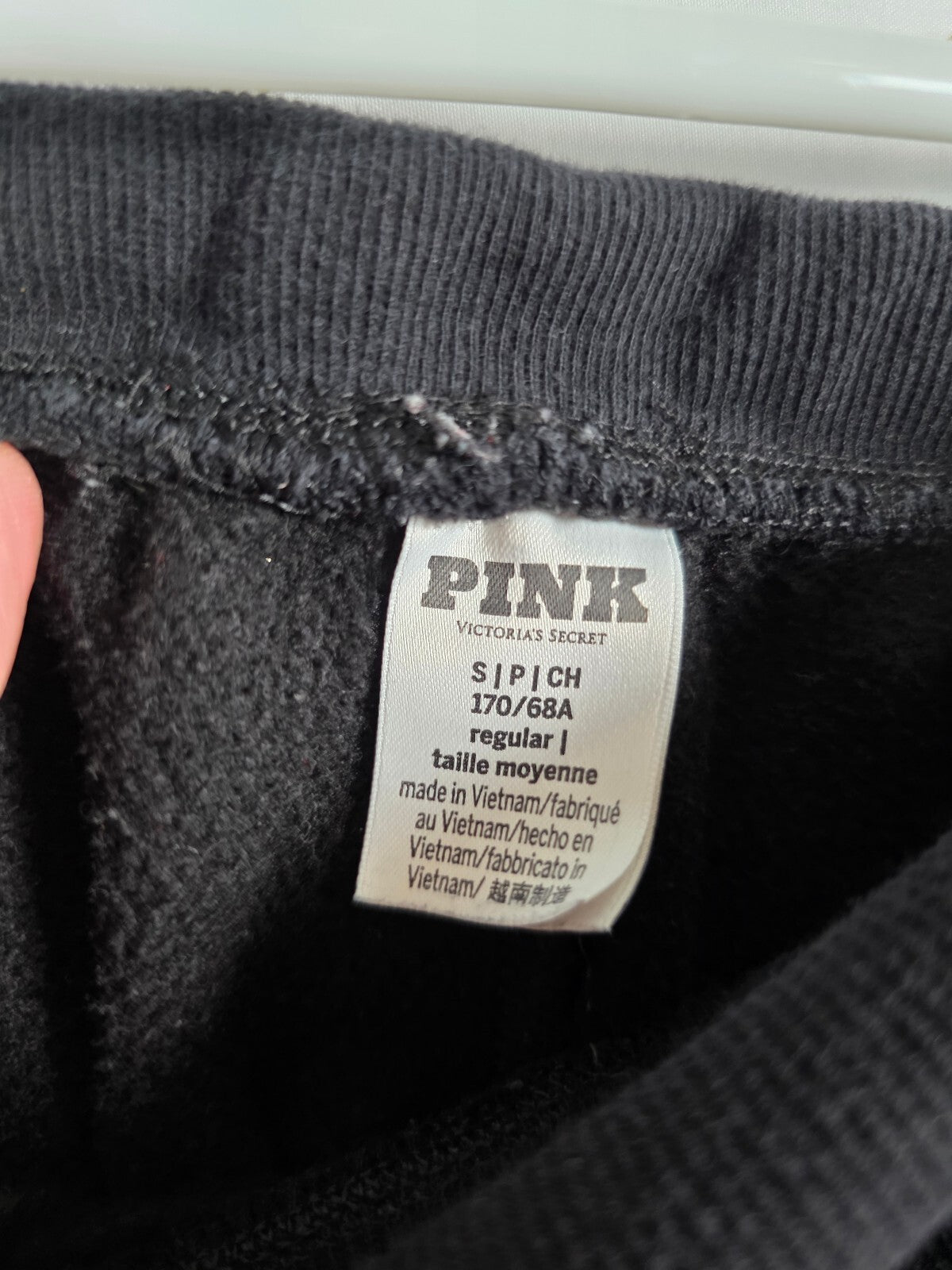 Victorias Secret PINK FOLDOVER SWEATPANTS Flared Black Sweats SMALL Pocket