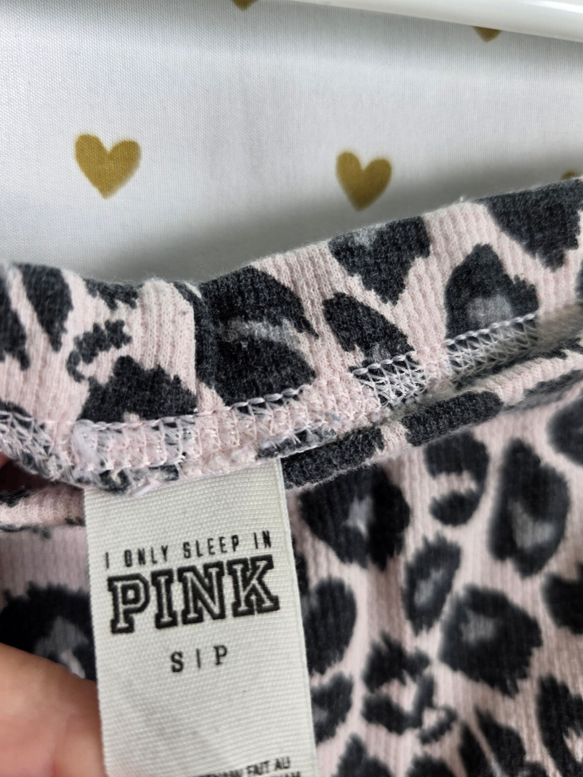Victorias Secret Pink Thermal Waffle Leopard SM  Sleep Pants Pajama PJ Bottoms