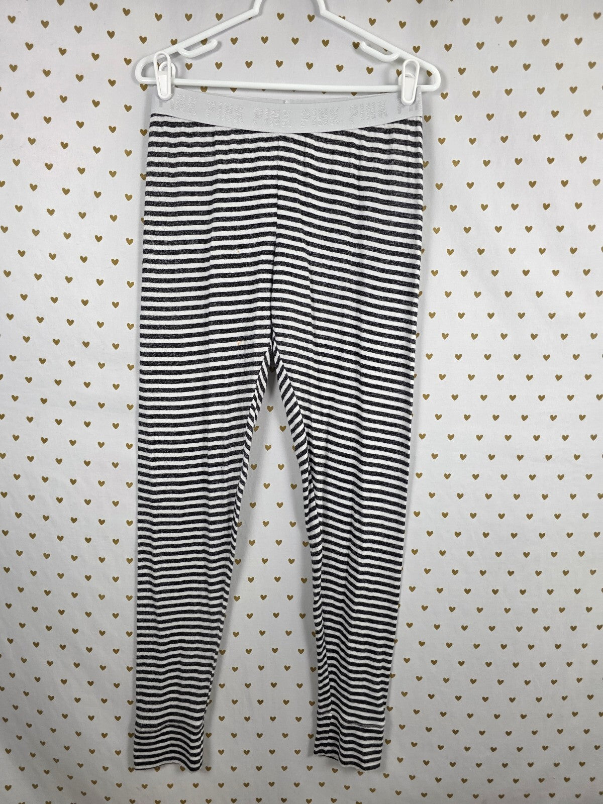 Victorias Secret Pink Black Striped Super Soft Med Sleep Pants Pajama PJ Bottoms