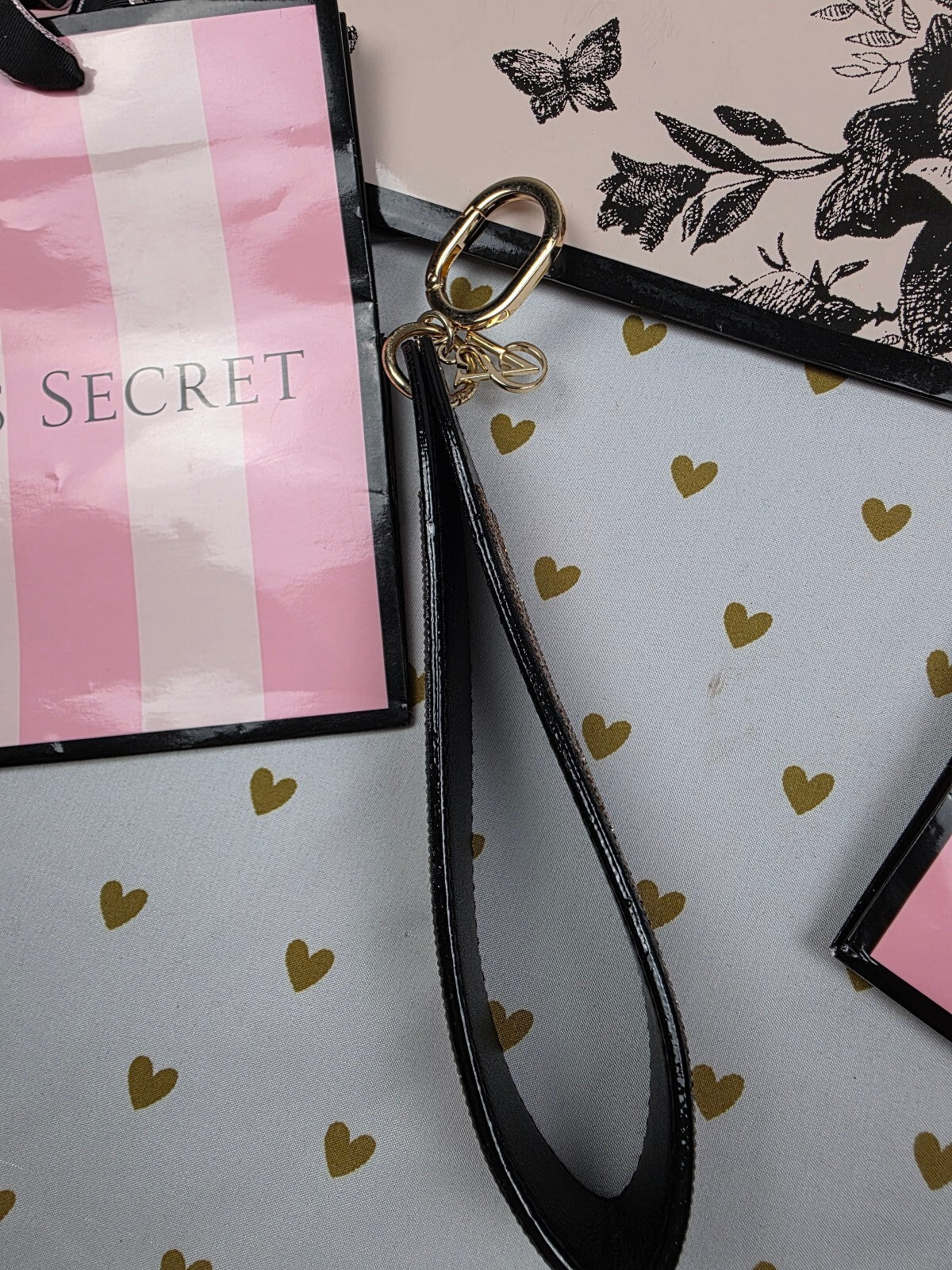 Victoria Secret BLING wristlet strap keychain Studded Rhinestone Leopard Cheetah