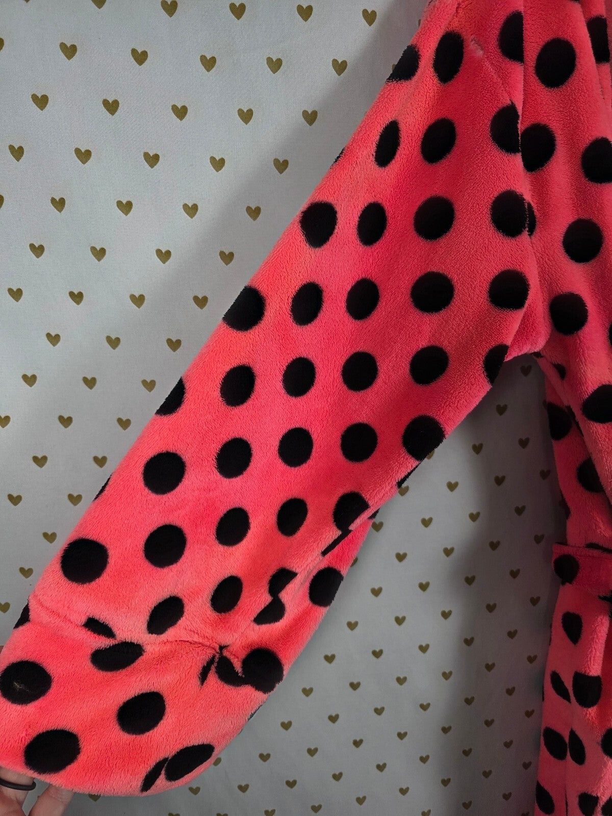 Victorias Secret PINK Fluffy Warm Polka Dot Wrap Robe Lounge Med Large