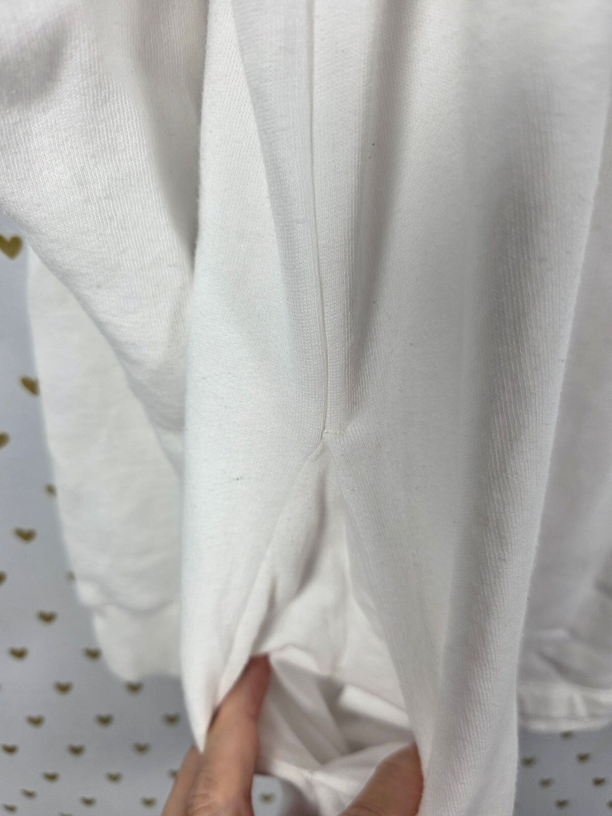 Victorias Secret Pink CAMPUS ORIGINALS White Glitter Heart Pullover Sweater L