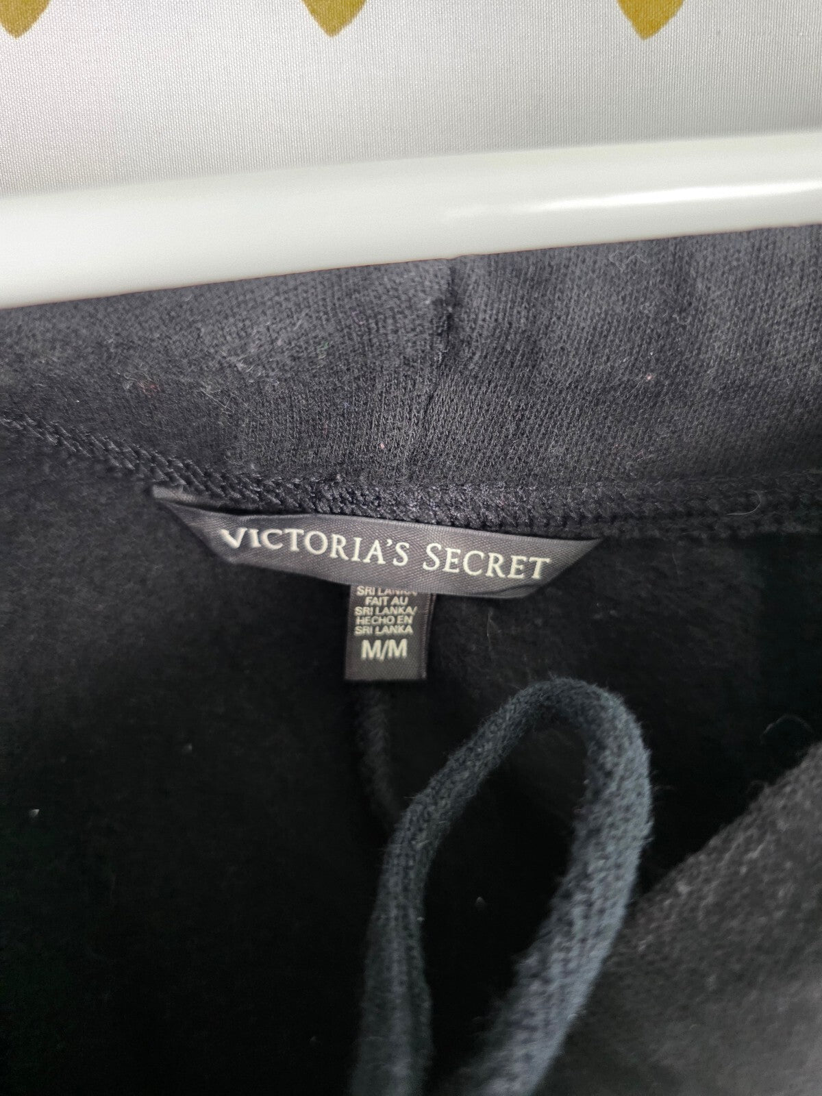 Victorias Secret BLING Logo Sweats Medium Gold Sweatpants Flare Black