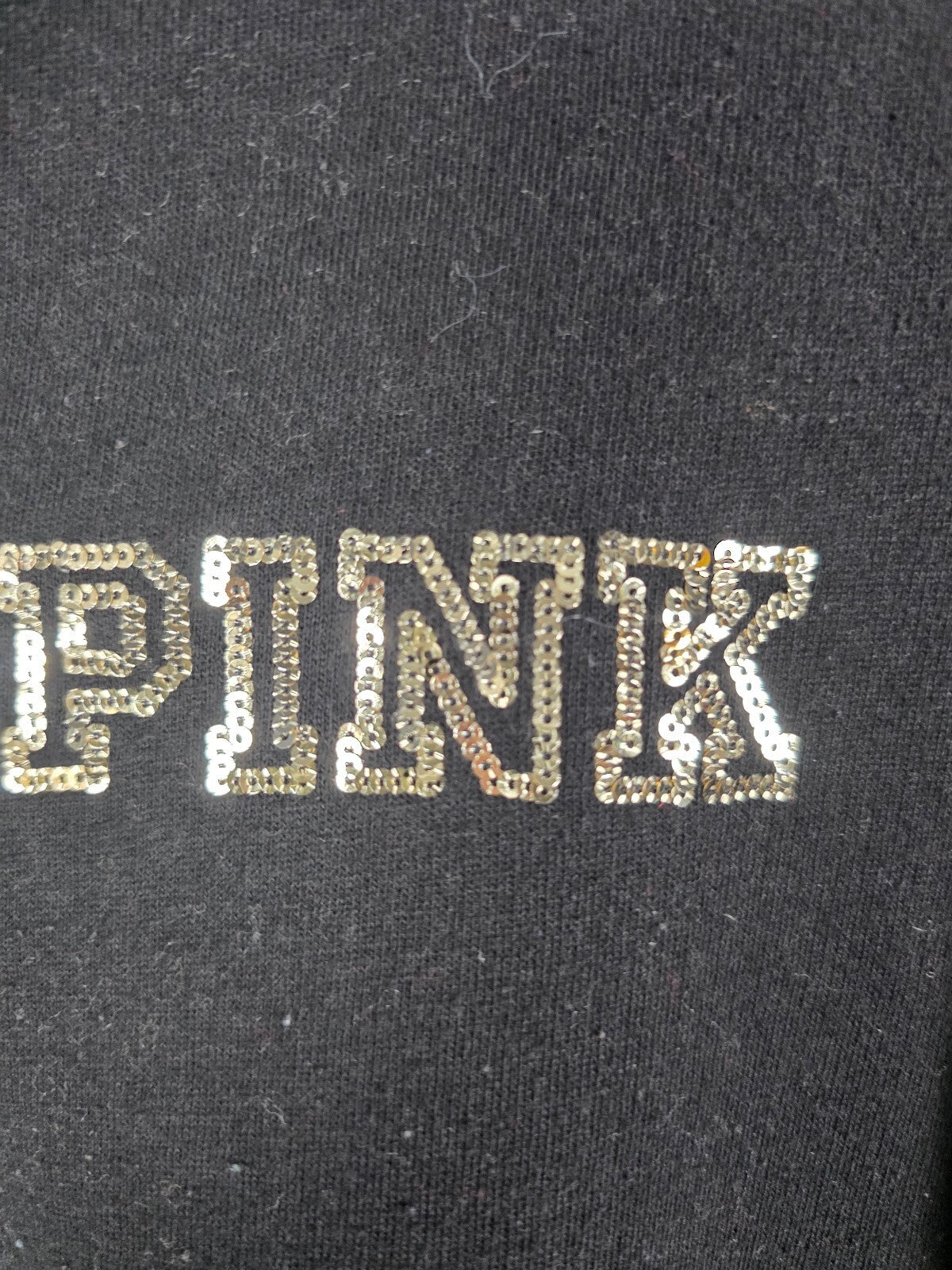 Victorias Secret Pink BLING Rose Sequin Pullover hoodie sweater Gold Medium