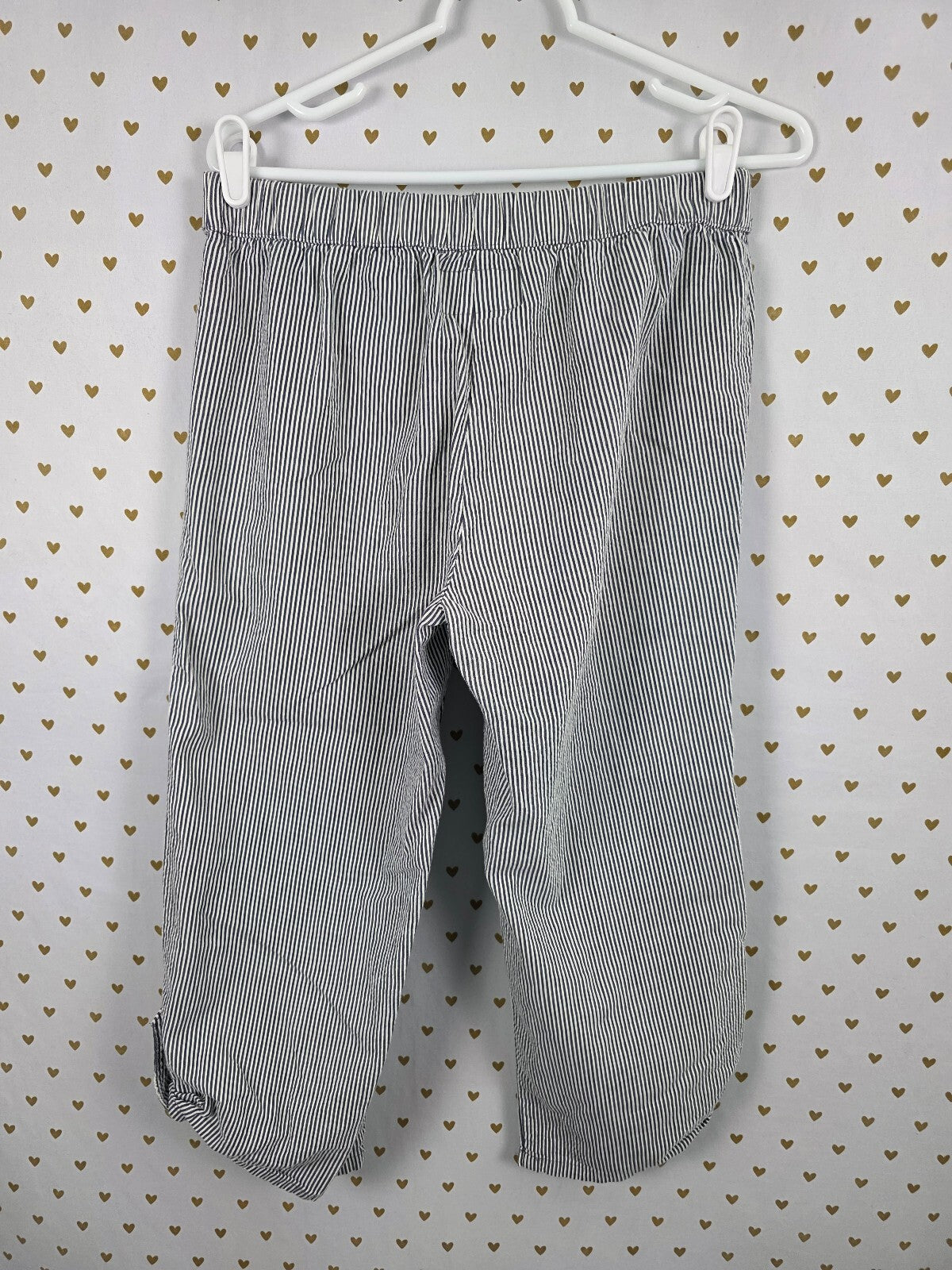 Vintage Victoria's Secret PINK Pinstripe Capri Pants Roll Tab Cropped Small