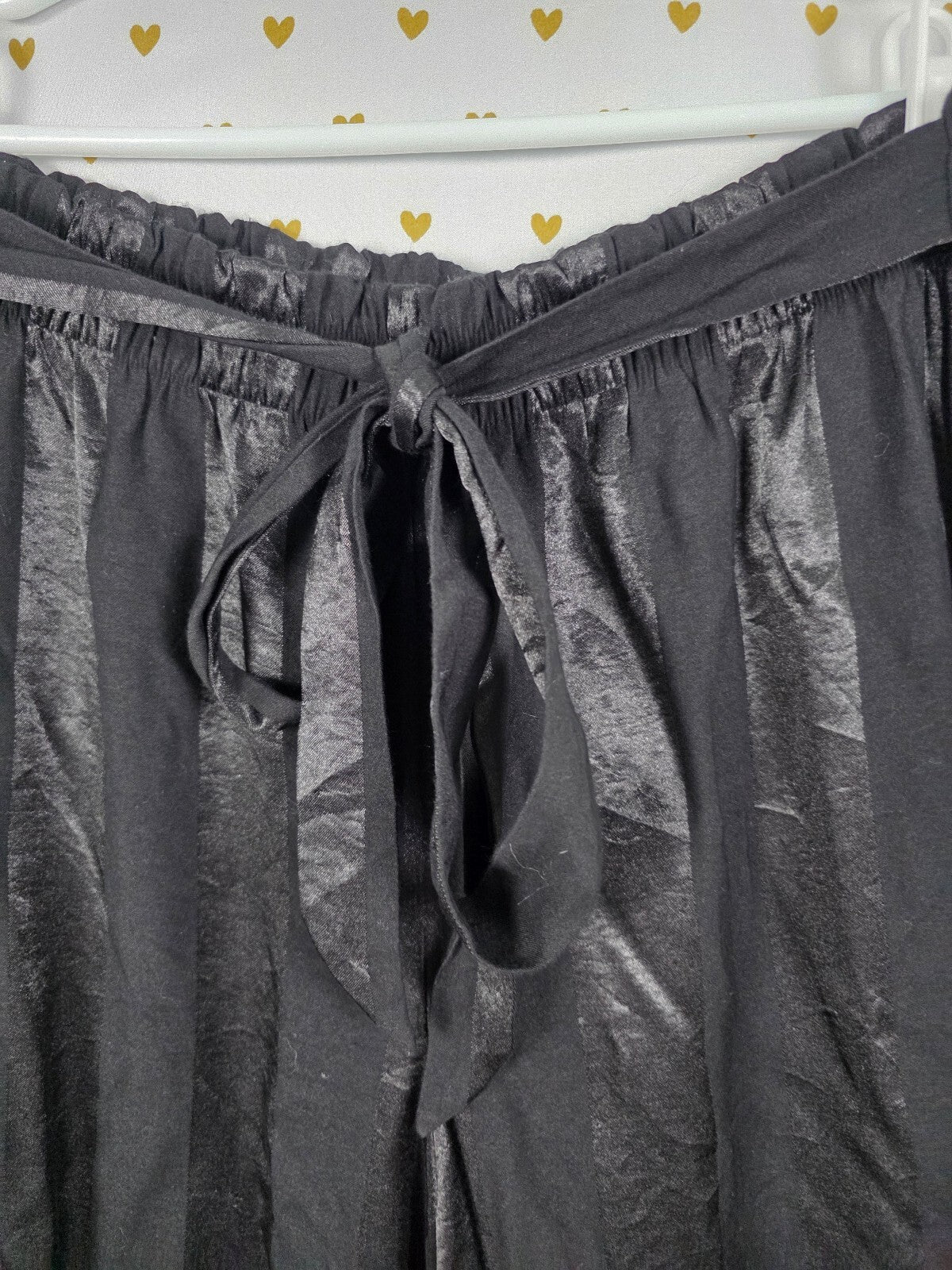 Victorias Secret Satin Black tie Front Flowy LARGE Sleep Pants Pajama PJ Bottoms