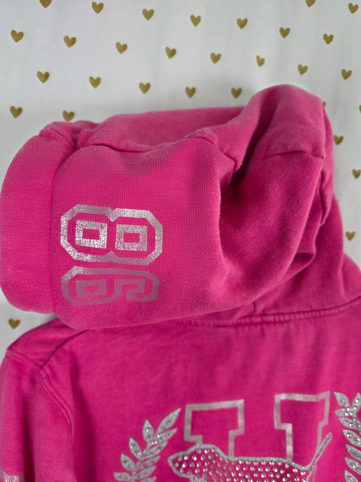 Vintage VS PINK My Favorite Sweats Hoodie L University 86 Rhinestone Dog BLING