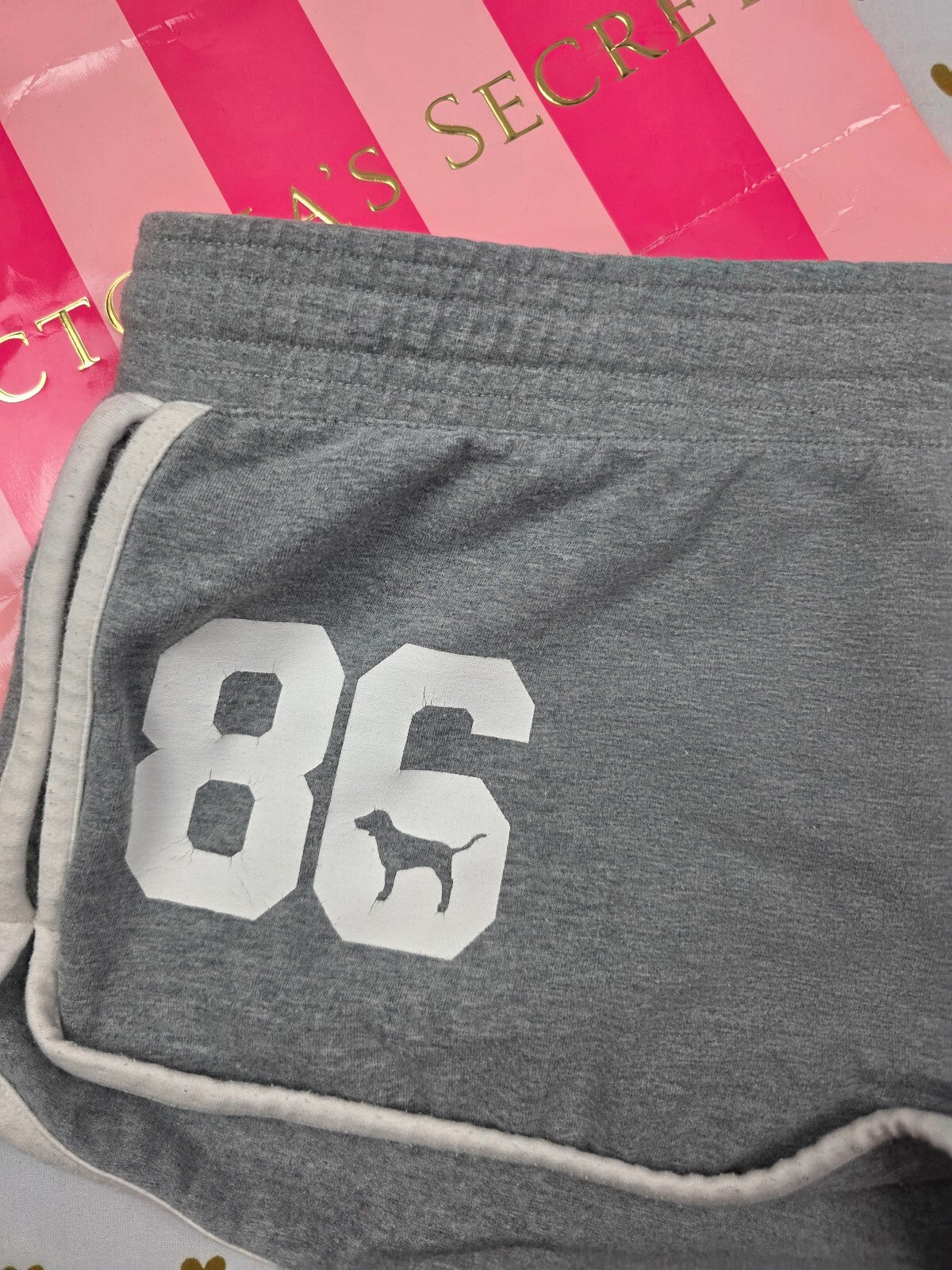 Vintage Y2K Victoria's Secret PINK 86 Dog Micro Mini Shorts M Grey